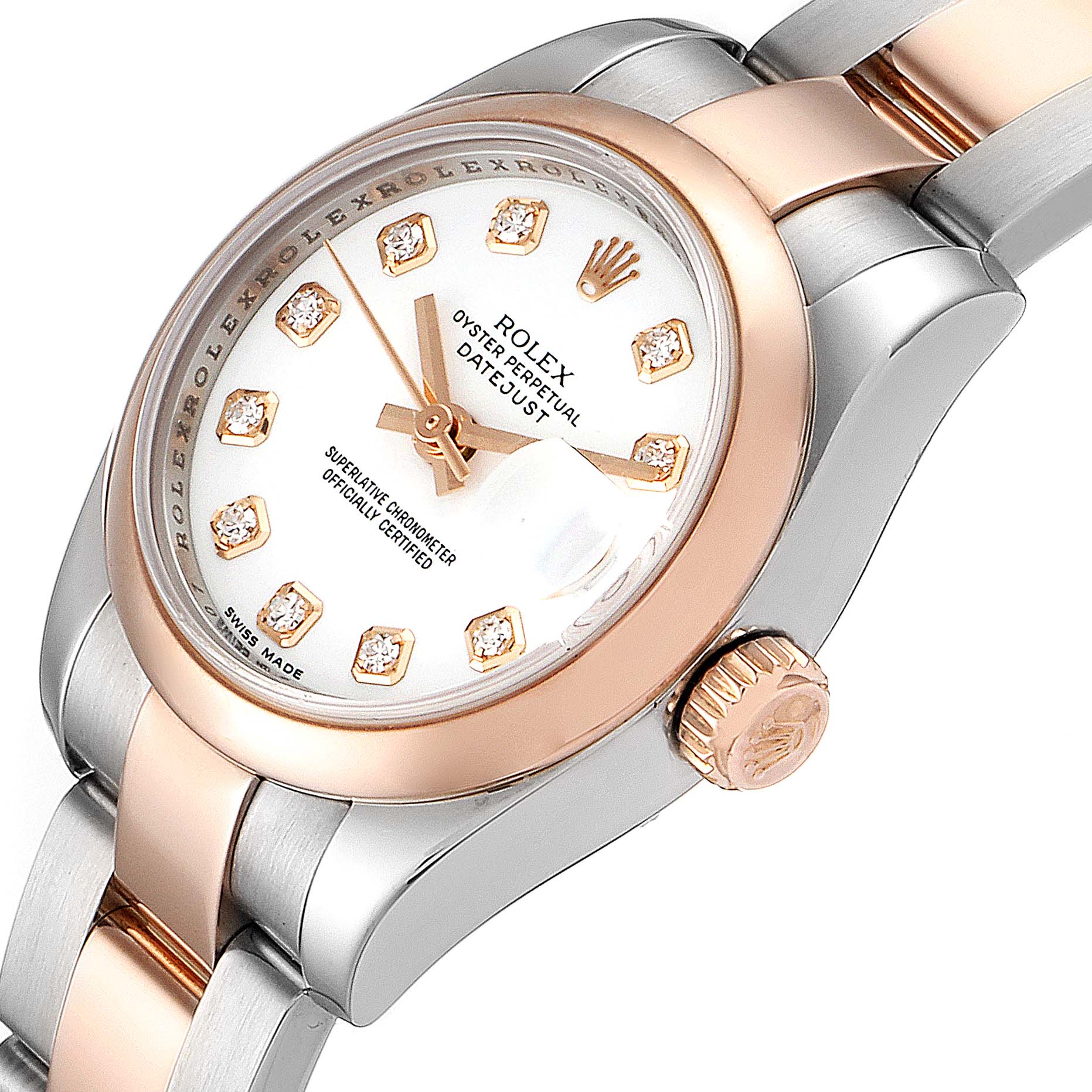 Rolex Datejust Steel Rose Gold Diamond Ladies Watch 179161 Box Papers ...