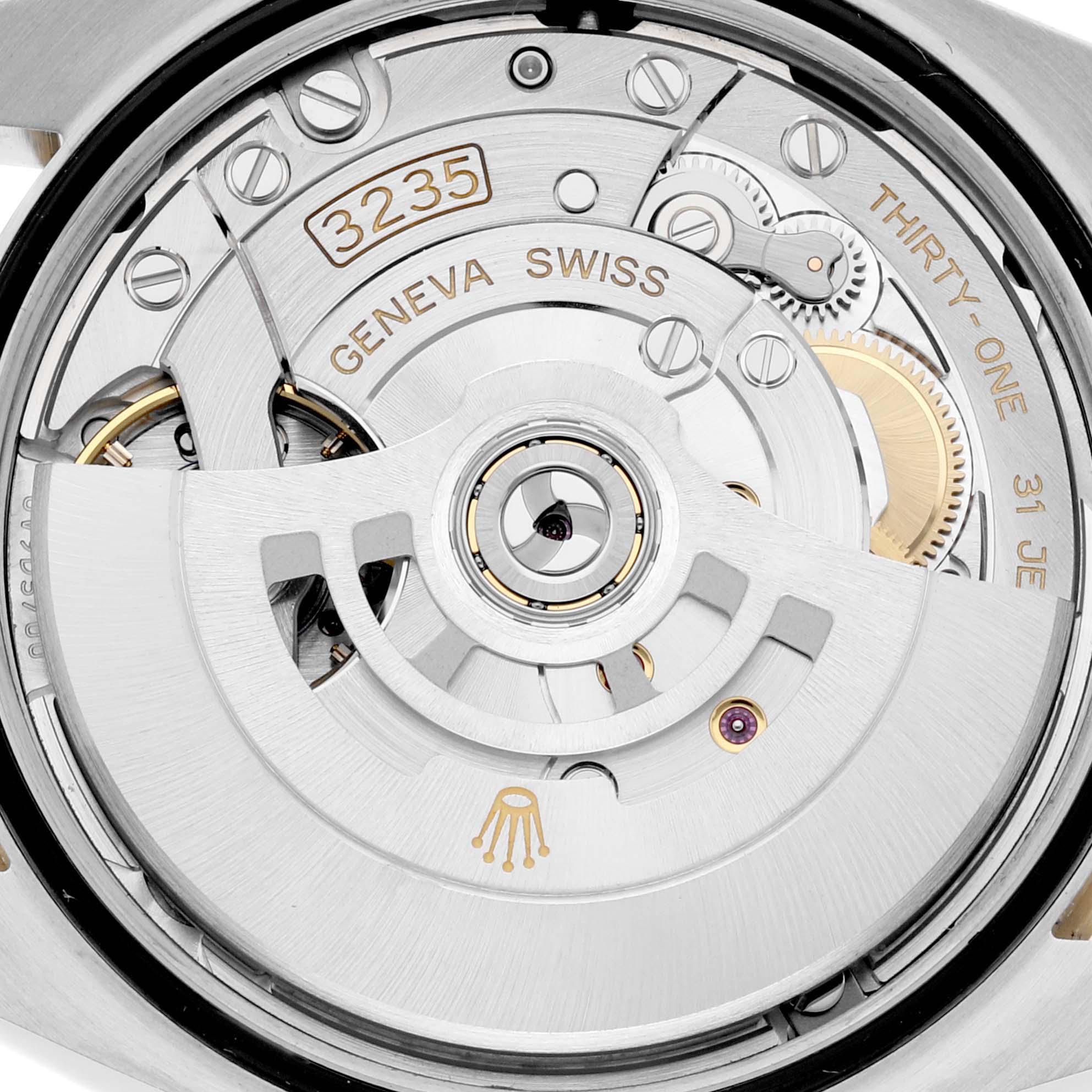 The image shows the detailed perspective of the movement mechanism inside the Rolex Datejust 126233 Men's Steel and Gold (two tone) Black Dial 126233 Men's Steel and Gold (two tone) Black Dial model watch.
