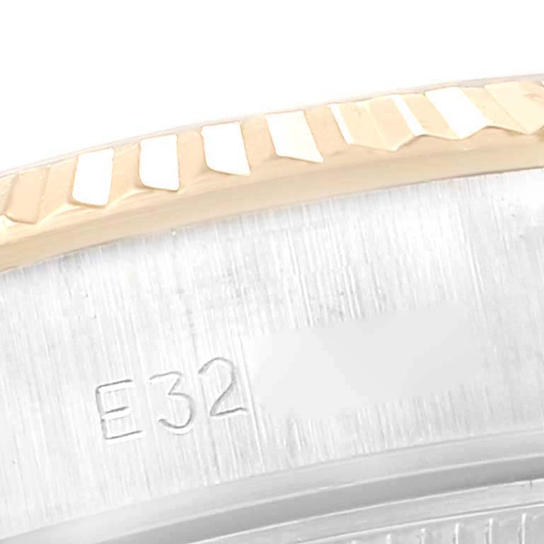 The image shows a close-up of the fluted bezel and part of the case edge of a Rolex Datejust 69173 Women's Steel and Gold (two tone) Beige Dial 69173 Women's Steel and Gold (two tone) Beige Dial watch.