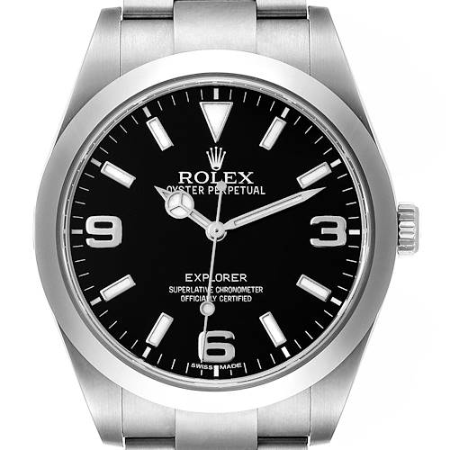 Photo of Rolex Explorer I 39mm Black Dial Steel Mens Watch 214270 Box Card