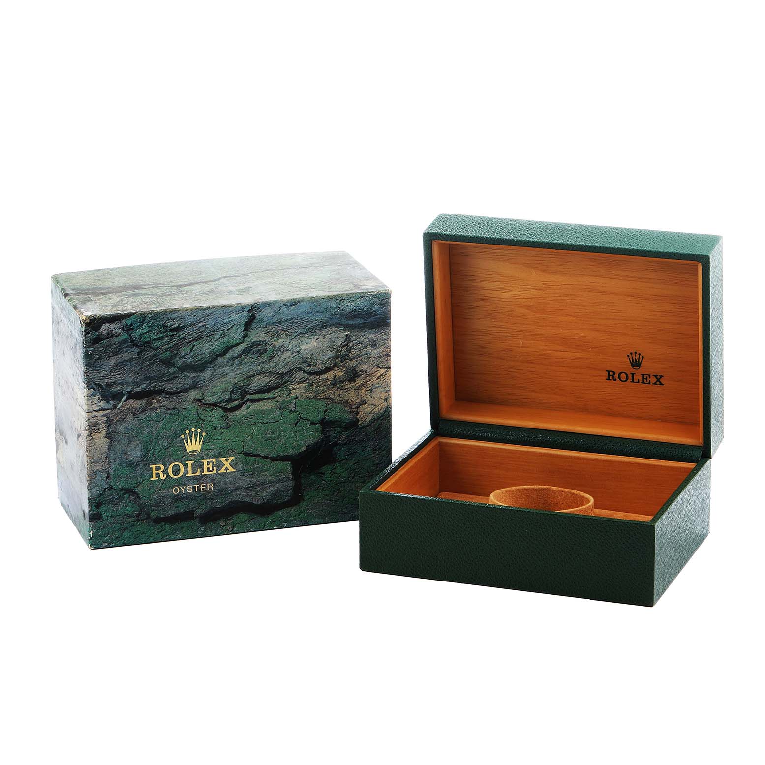 The image shows a Rolex GMT-Master 16710 Men's Stainless Steel Black Dial watch box and outer packaging from a slightly elevated angle.