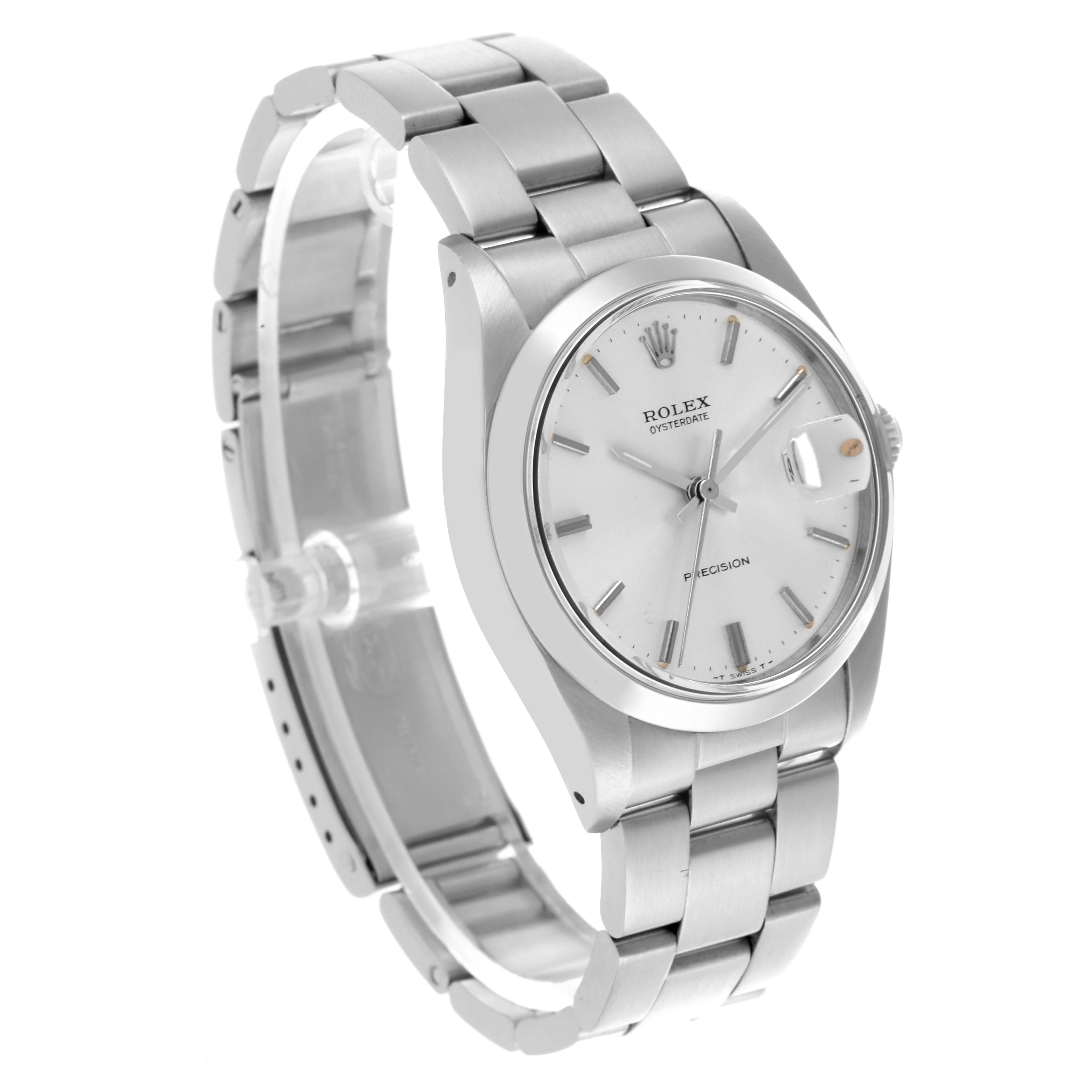 The Rolex Date 6694 Men's Stainless Steel Silver Dial 6694 Men's Stainless Steel Silver Dial watch is shown at a three-quarter angle, displaying the dial, bezel, and part of the bracelet.