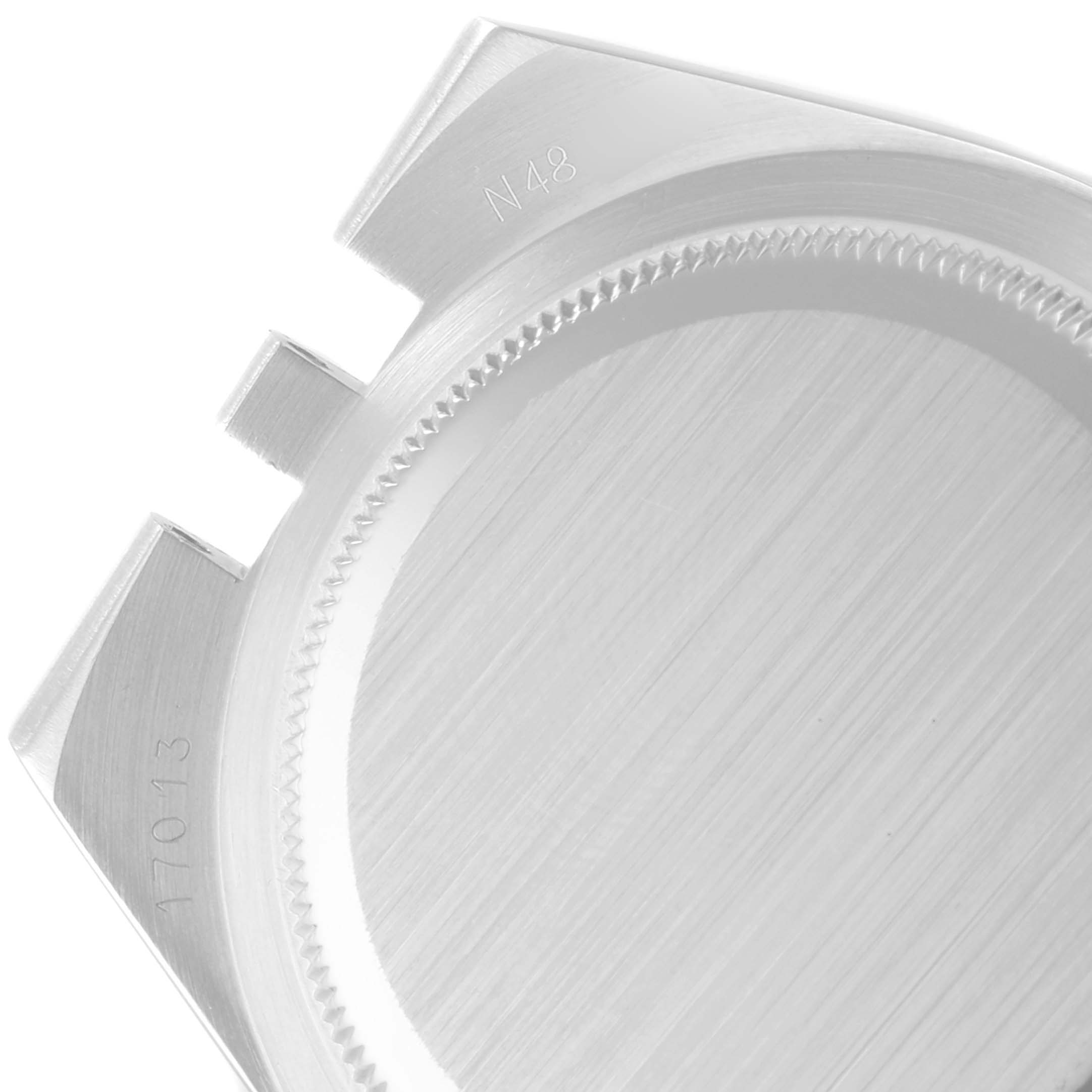 The image shows a close-up of the case back of a Rolex Oysterquartz 17013 Men's Steel and Gold (two tone) White Dial 17013 Men's Steel and Gold (two tone) White Dial watch, displaying its model number 17013.