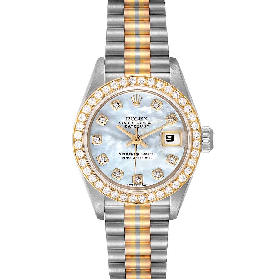 Rolex President Tridor White Yellow Rose Gold Diamond Watch 69139 Box Papers SwissWatchExpo