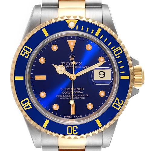 Photo of Rolex Submariner Blue Dial Steel Yellow Gold Mens Watch 16613