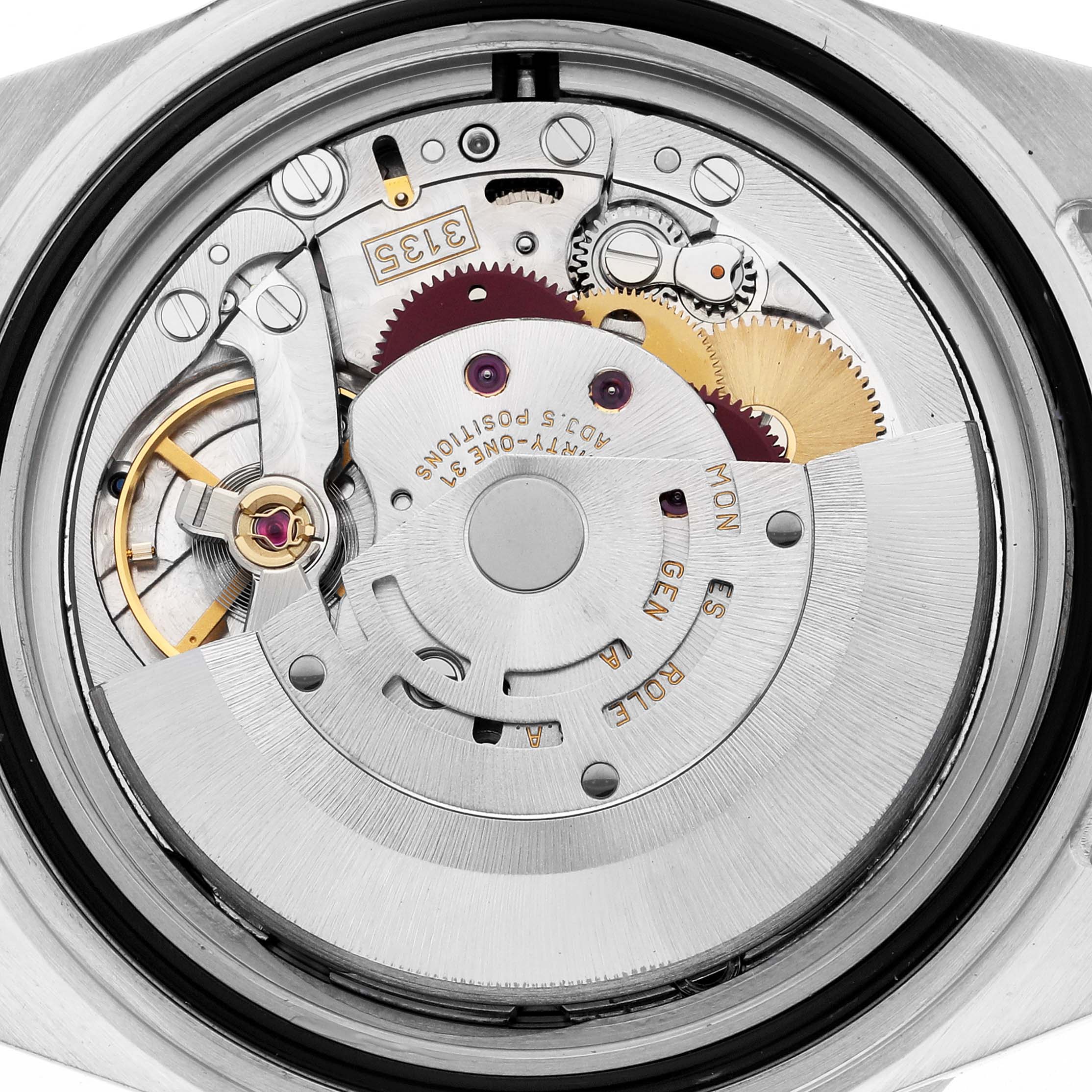 The image shows the movement mechanism of a Rolex Submariner 16613 Men's Steel and Gold (two tone) Silver Dial 16613 Men's Steel and Gold (two tone) Silver Dial, viewed from the back.