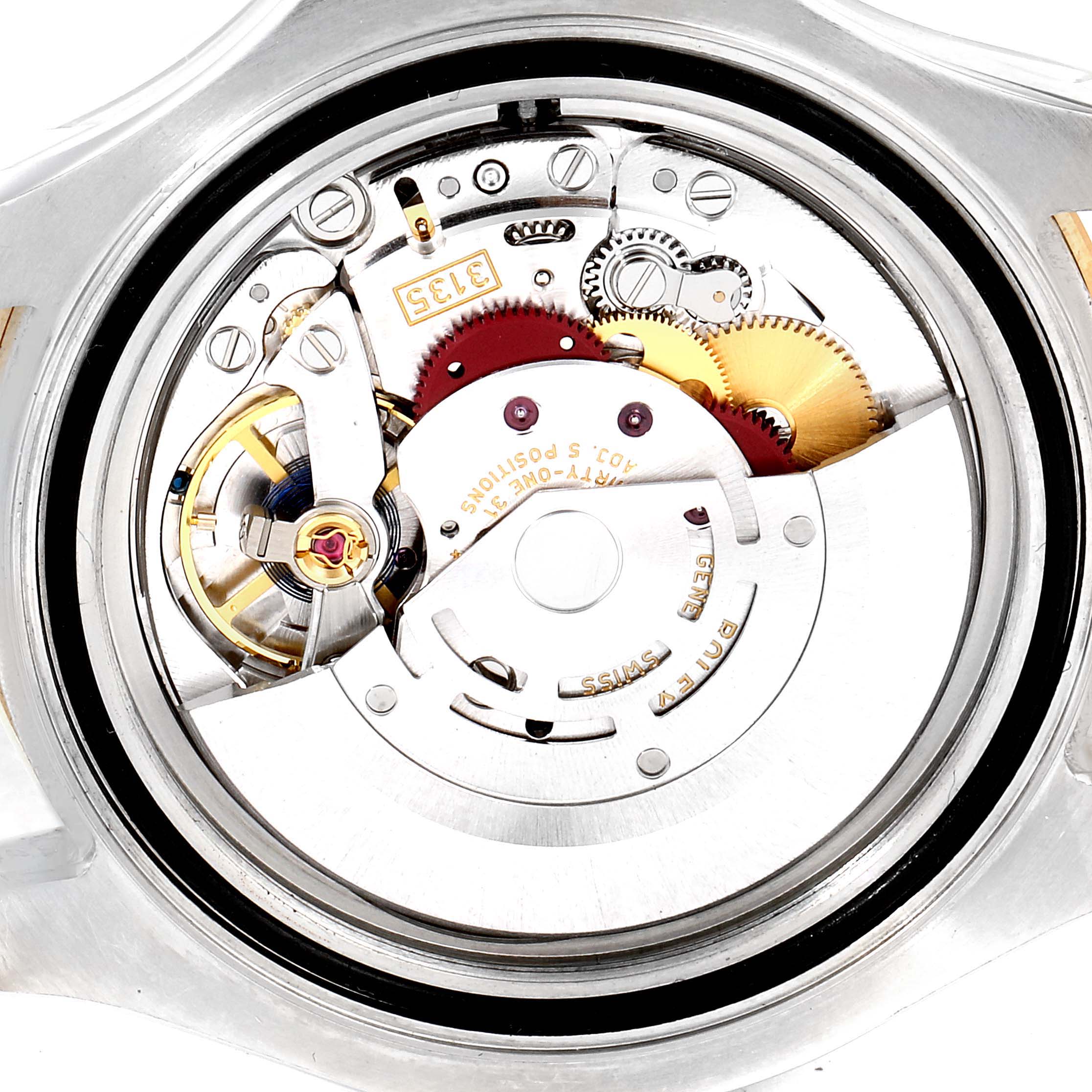 This image shows the internal movement mechanism of the Rolex Yacht-Master 16623 Men
s Steel and Gold (two tone) White Dial 16623 Men
s Steel and Gold (two tone) White Dial watch, viewed from the back.