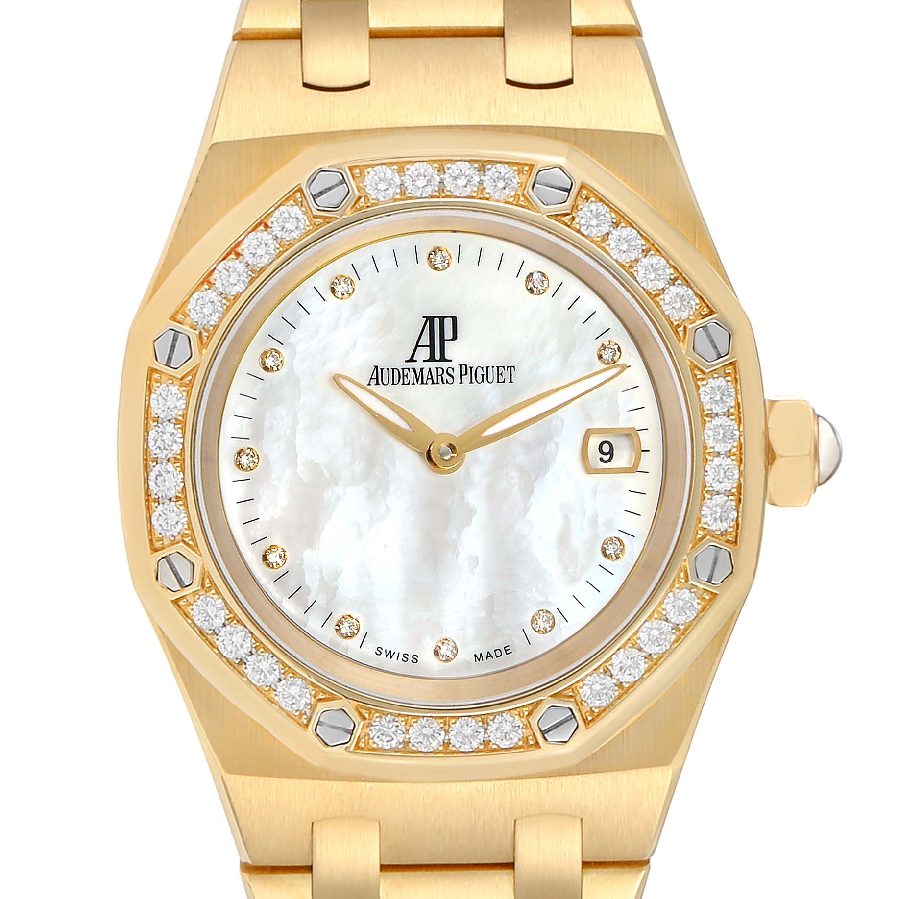 Audemars Piguet Royal Oak Yellow Gold MOP Diamond Midsize Watch 67601 ...