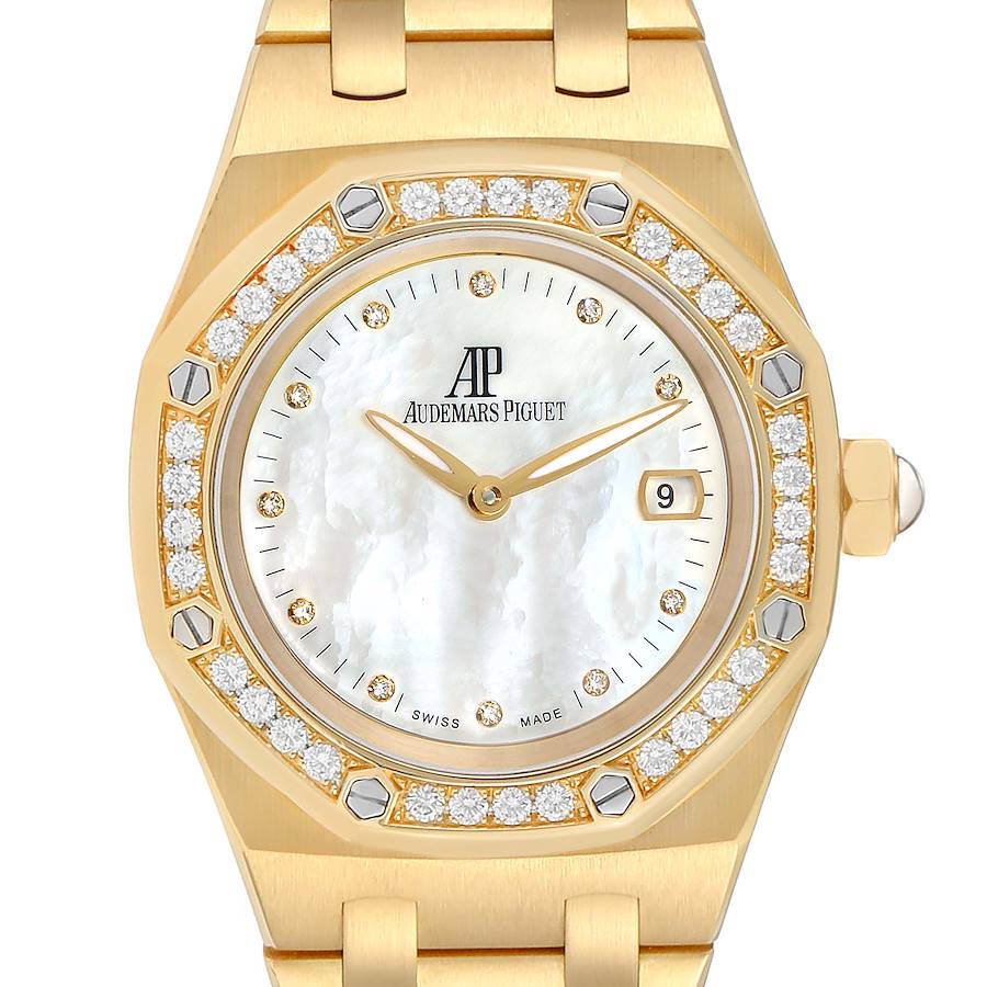 Audemars Piguet Royal Oak Yellow Gold MOP Diamond Midsize Watch 67601 SwissWatchExpo