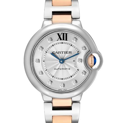 Photo of Cartier Ballon Bleu 33 Diamond Dial Steel Rose Gold Ladies Watch WE902044