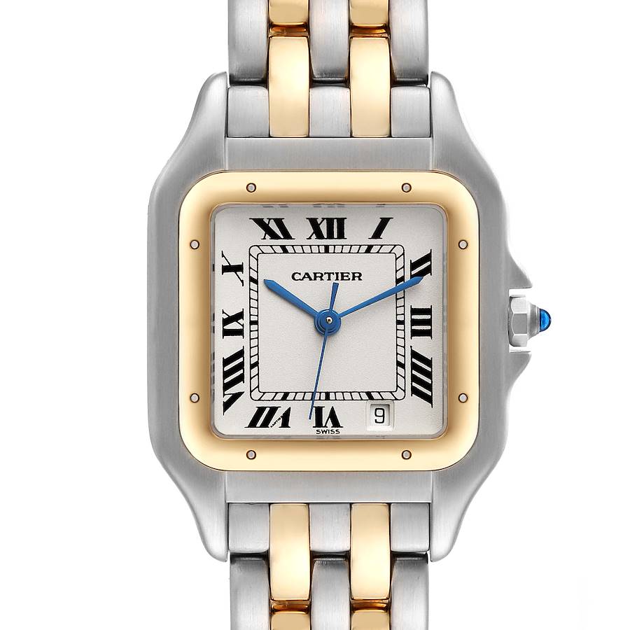 Cartier Panthere Large Steel Yellow Gold Two Row Watch W25028B8 Box Papers SwissWatchExpo