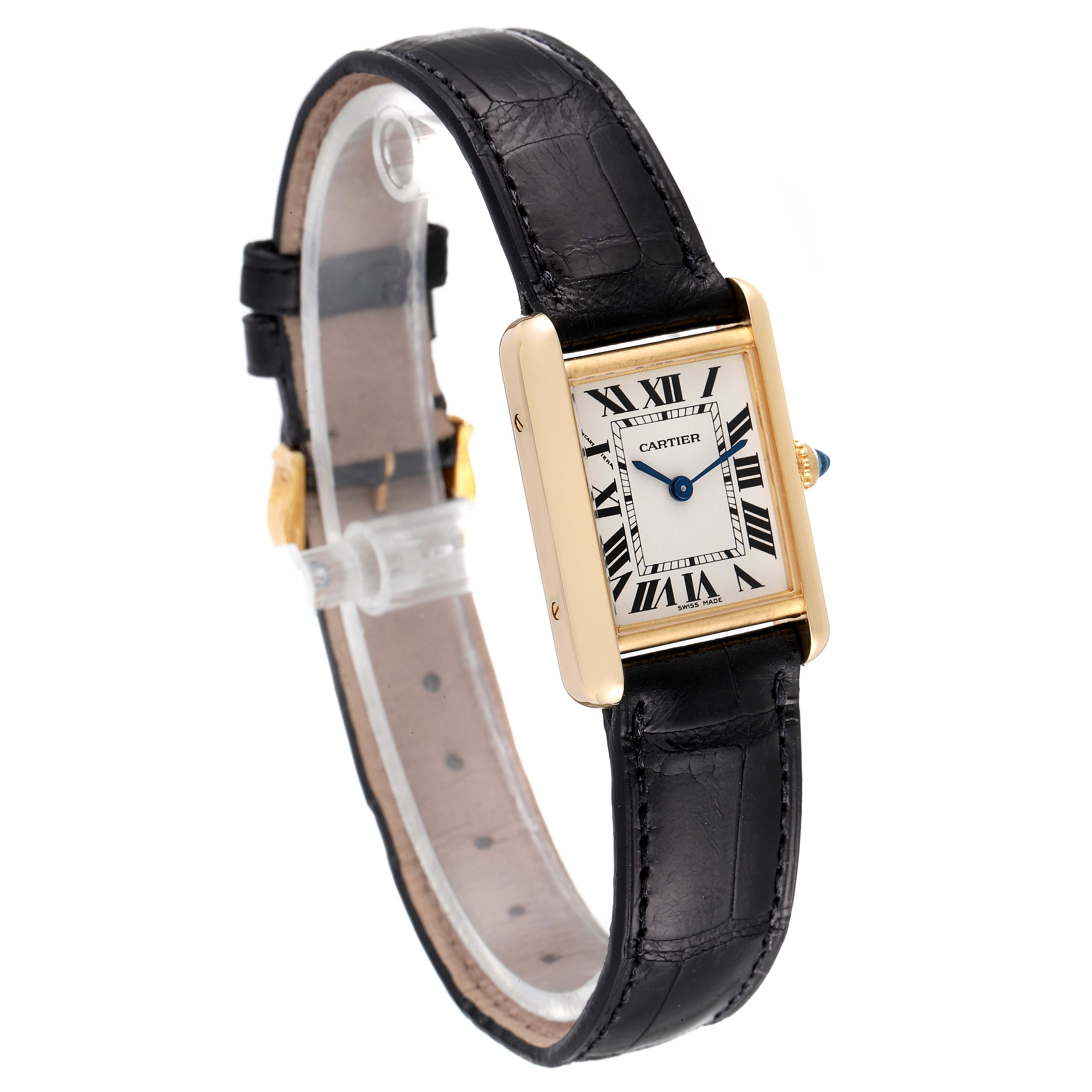 Cartier Tank Louis 18k Yellow Gold Black Strap Ladies Watch W1529856 ...