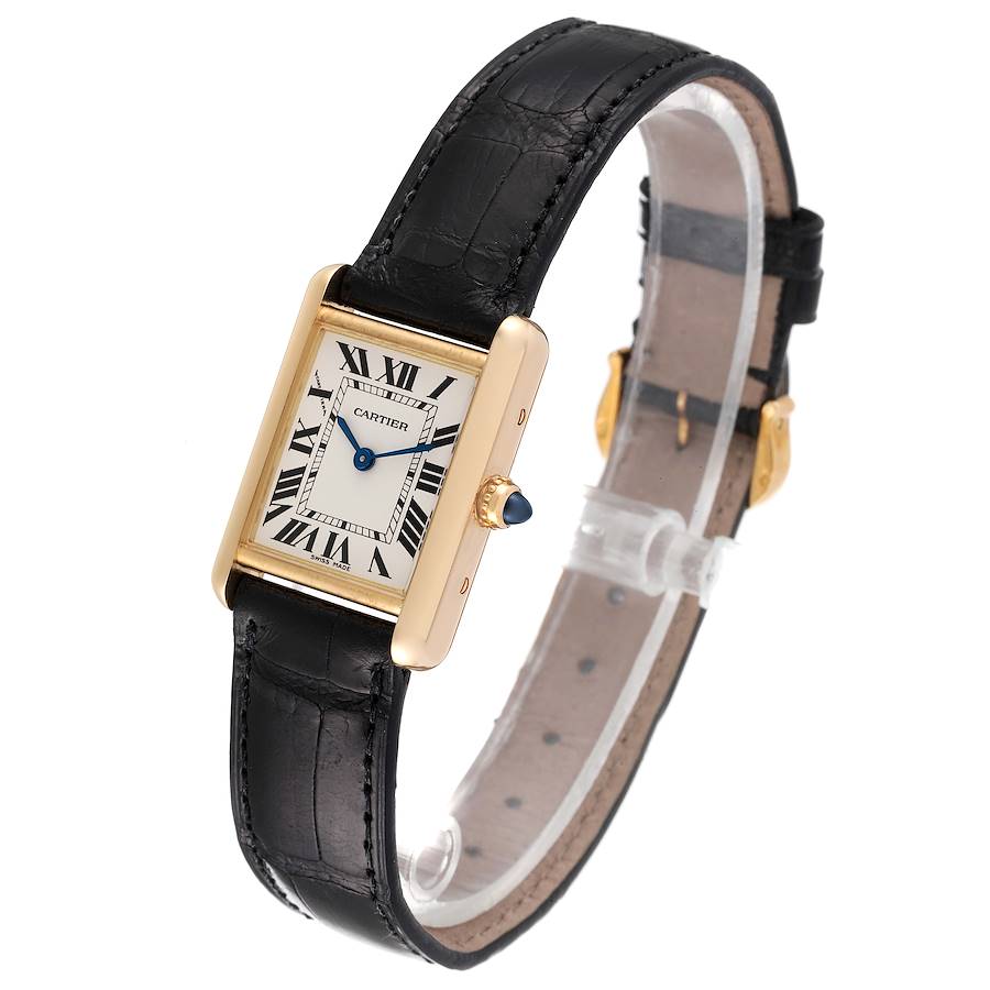 Cartier Tank Louis Small Diamond White Gold Leather Strap Women's Watch  WJTA0011