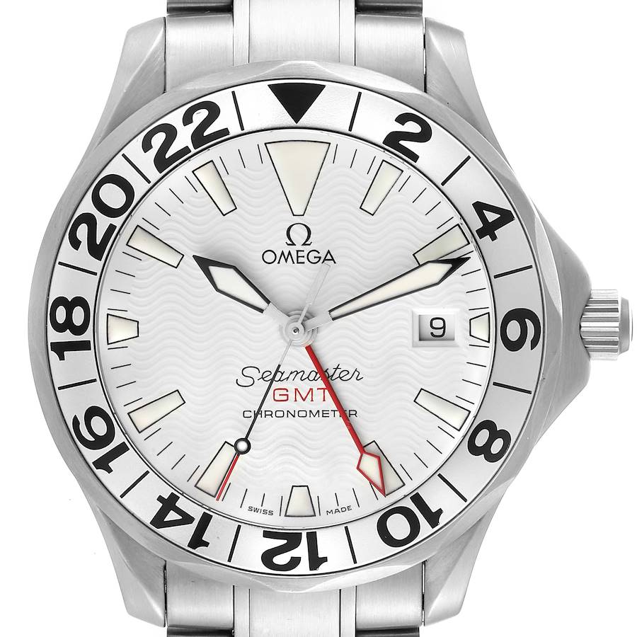 Omega Seamaster 300M GMT Great White Steel Mens Watch 2538.20.00 Box Card SwissWatchExpo