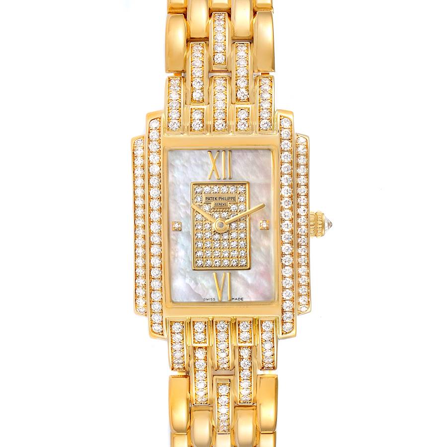 Patek Philippe Gondolo 18k Yellow Gold MOP Diamond Ladies Watch 4825 Papers SwissWatchExpo