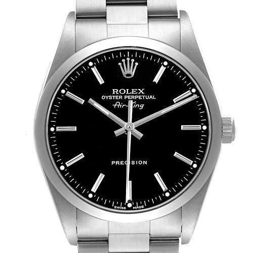 Photo of Rolex Air King Black Dial Smooth Bezel Steel Mens Watch 14000