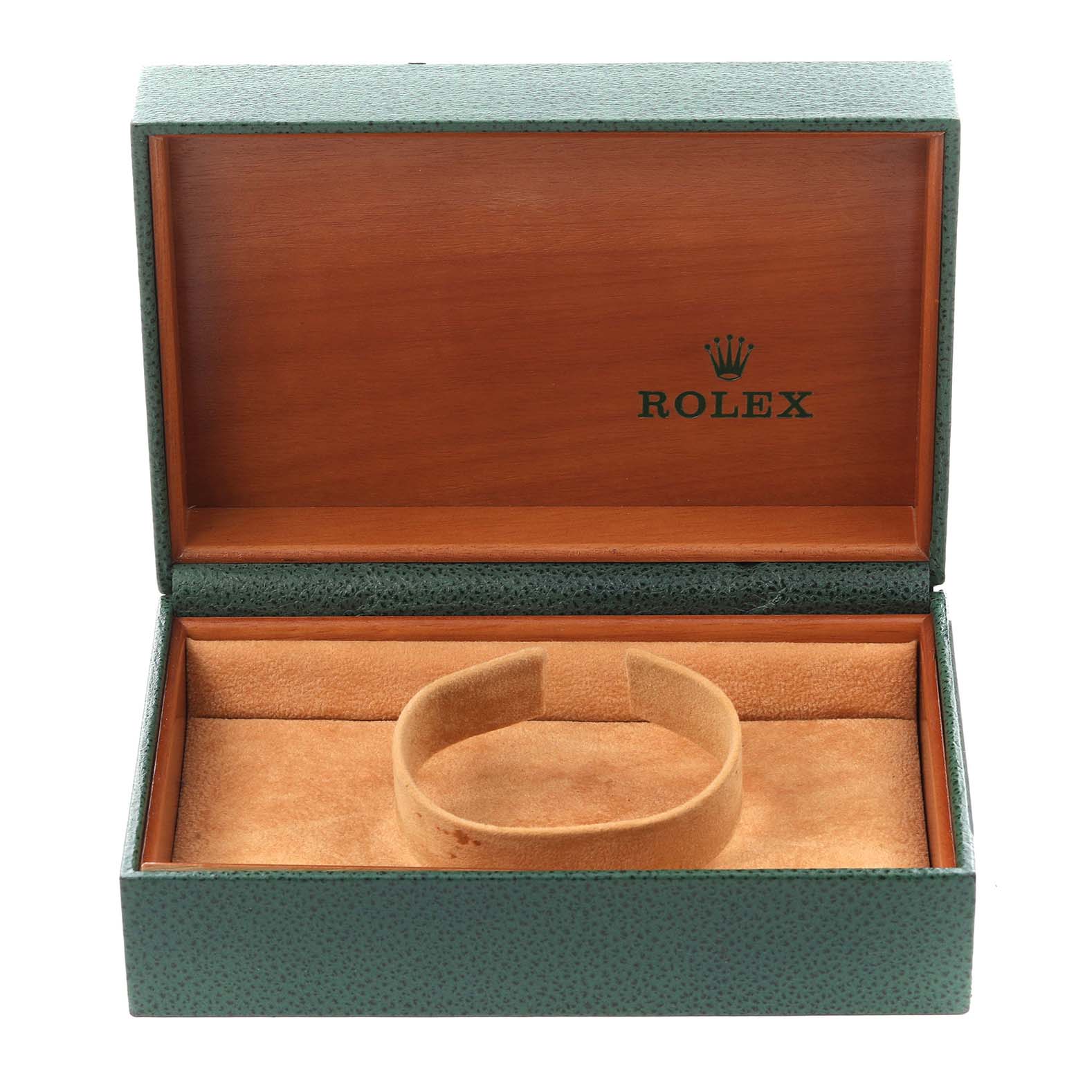 The image shows an open Rolex Air-King 14010M Men's Stainless Steel Black Dial 14010M Men's Stainless Steel Black Dial watch box, displaying the inner cushion but not the watch itself.