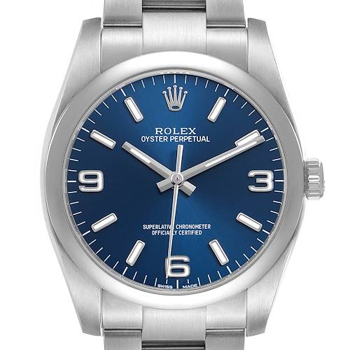 Photo of Rolex Oyster Perpetual 36 Blue Dial Steel Mens Watch 116000 Box Card