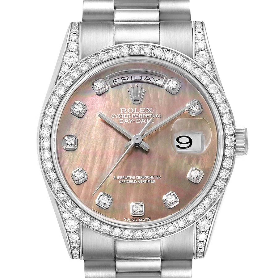 Rolex President Day-Date 18k White Gold MOP Diamond Mens Watch 118339 Box Papers SwissWatchExpo