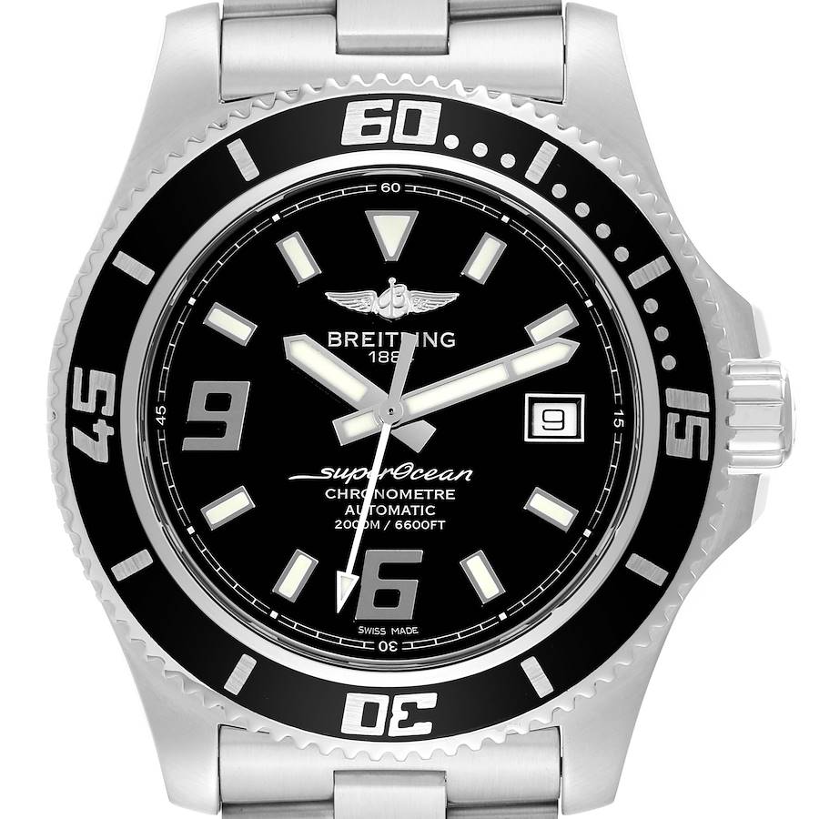 Breitling Aeromarine Superocean 44 Black Dial Steel Mens Watch A17391 Papers SwissWatchExpo