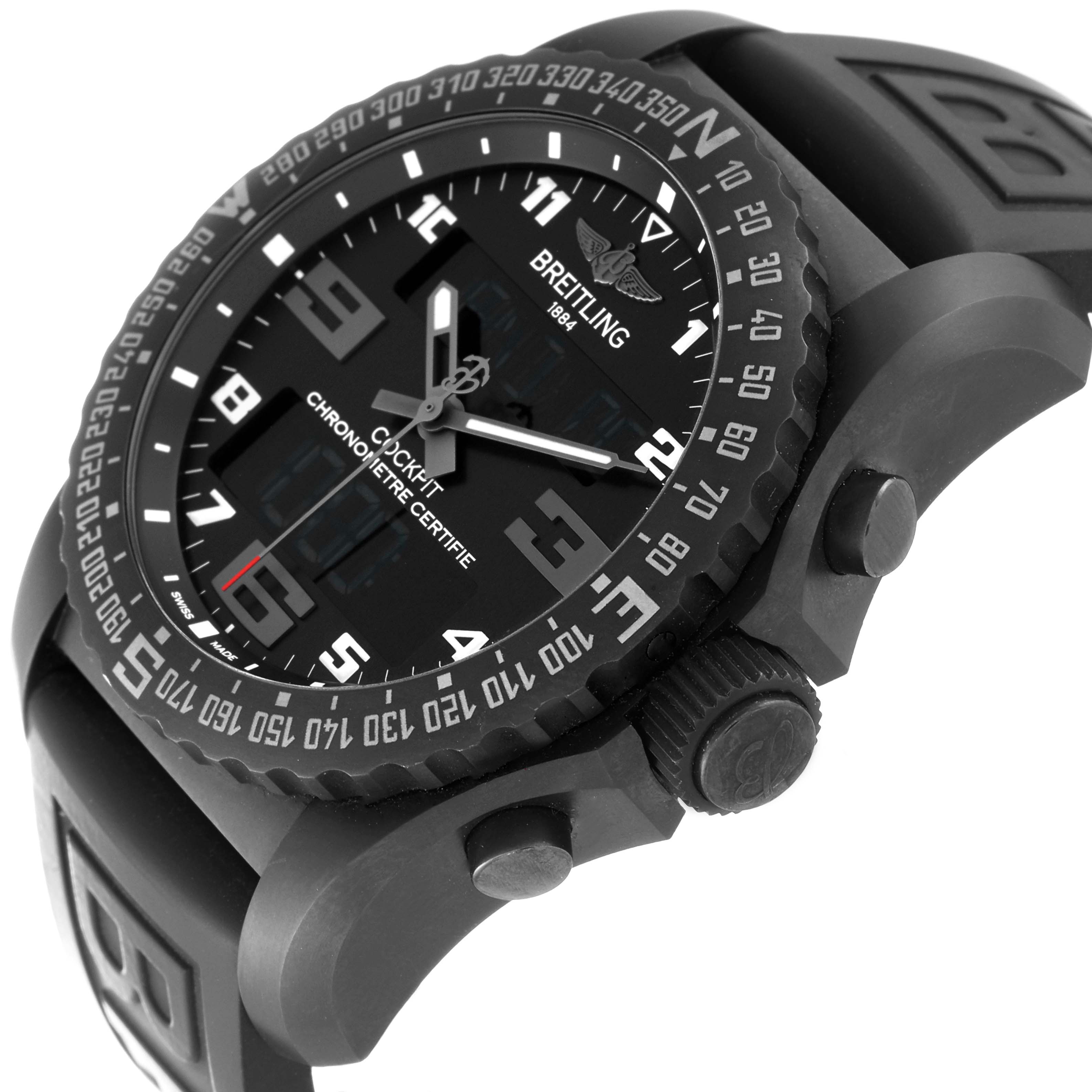 The image shows a Breitling Professional Series VB501022/BD41 Men's Titanium Black Dial VB501022/BD41 Men's Titanium Black Dial watch angled from above, highlighting the black dial, bezel, and pushers.