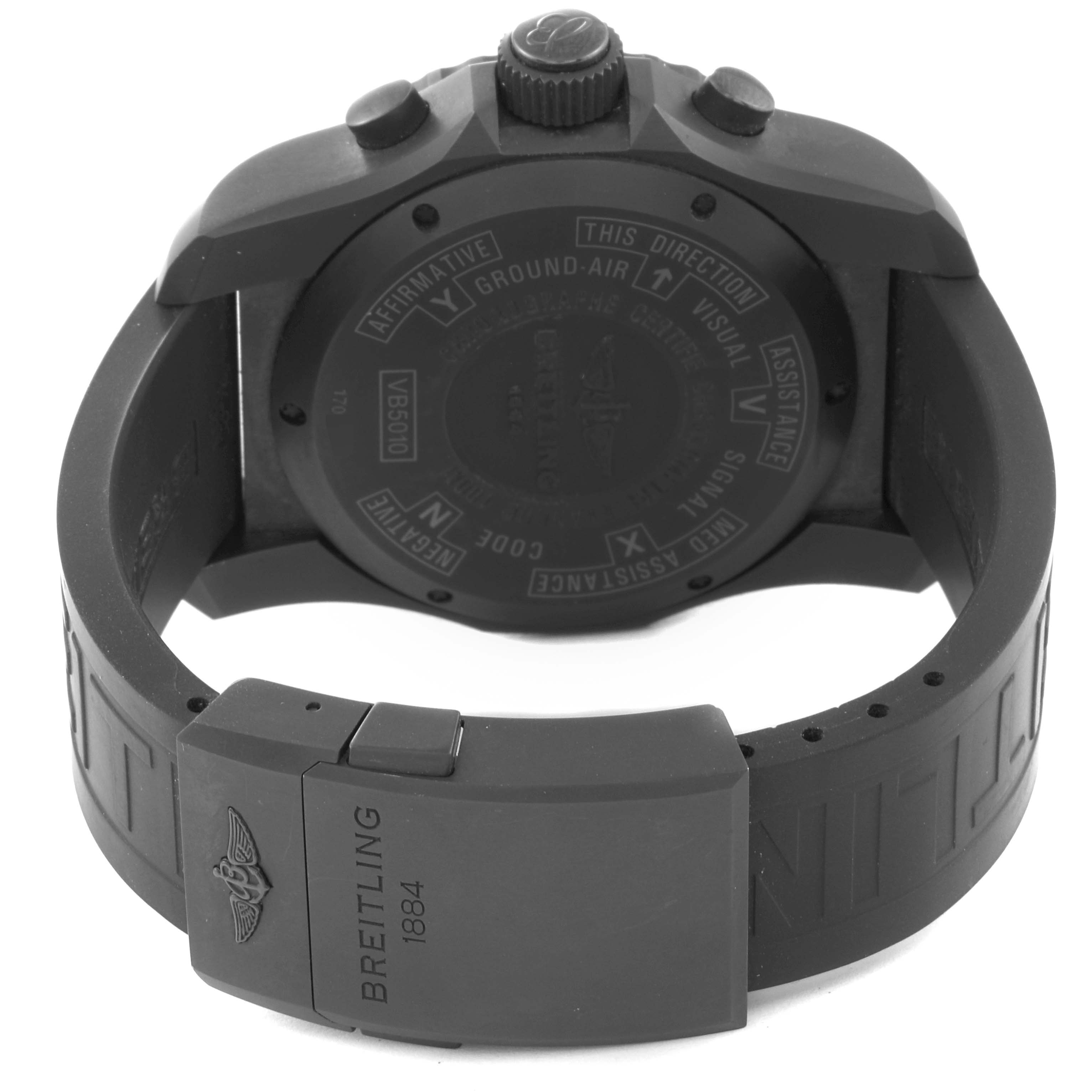 This image shows the back case and adjustable clasp of the Breitling Professional Series VB501022/BD41 Men's Titanium Black Dial VB501022/BD41 Men's Titanium Black Dial watch.