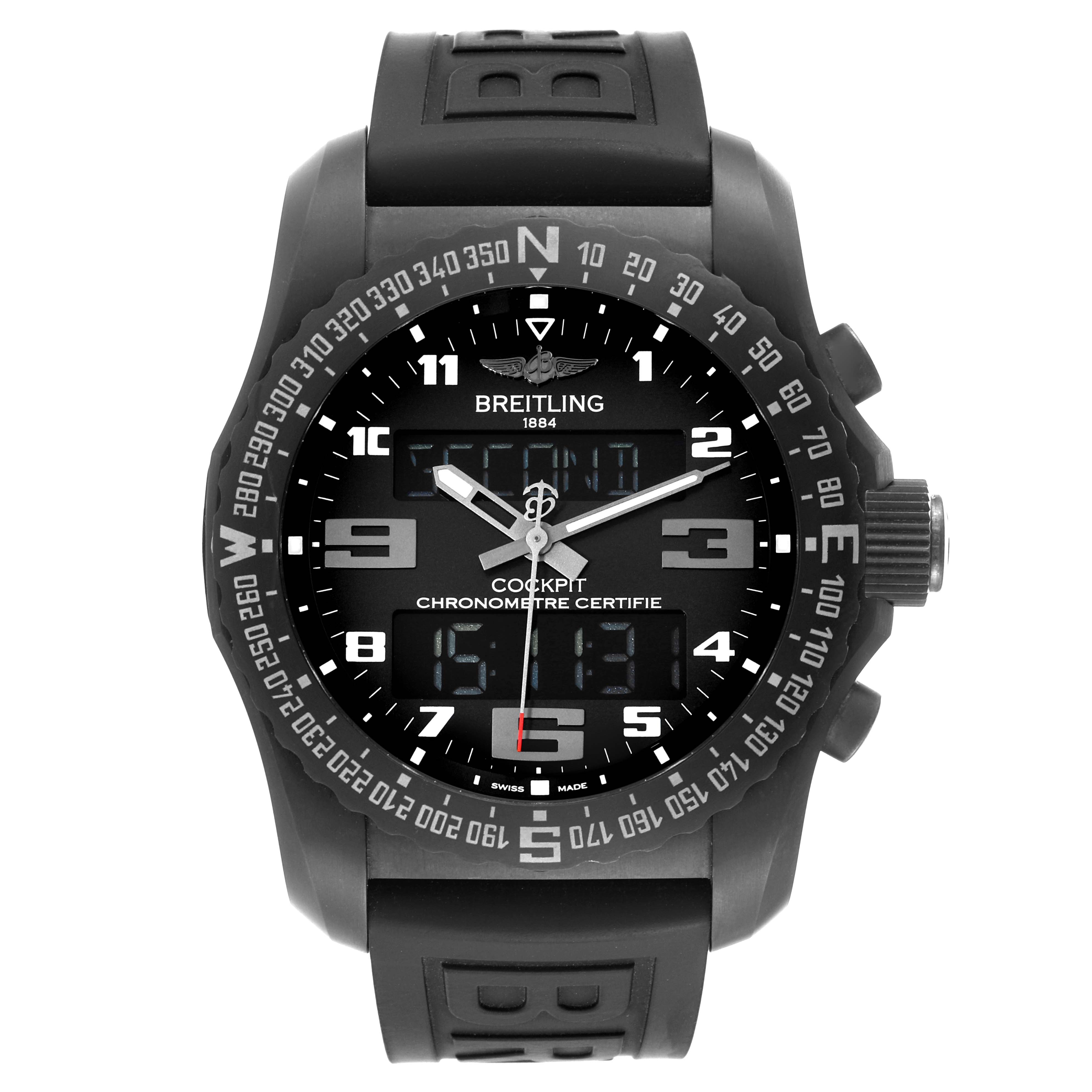 The Breitling Professional Series VB501022/BD41 Men's Titanium Black Dial VB501022/BD41 Men's Titanium Black Dial watch is shown from a front angle, displaying the face, bezel, and crown.