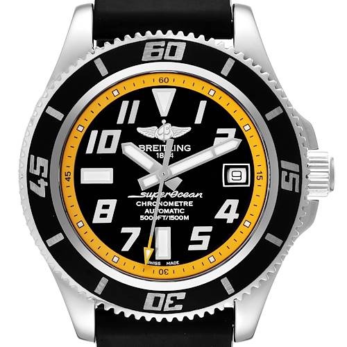 Photo of Breitling Superocean 42 Abyss Black Yellow Dial Steel Mens Watch A17364