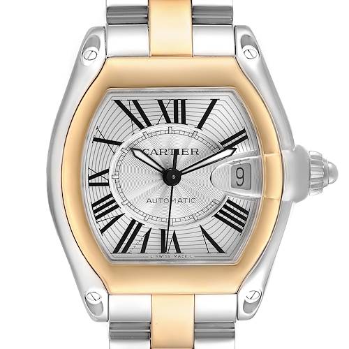 Photo of Cartier Roadster Steel Yellow Gold Silver Dial Mens Watch W62031Y4
