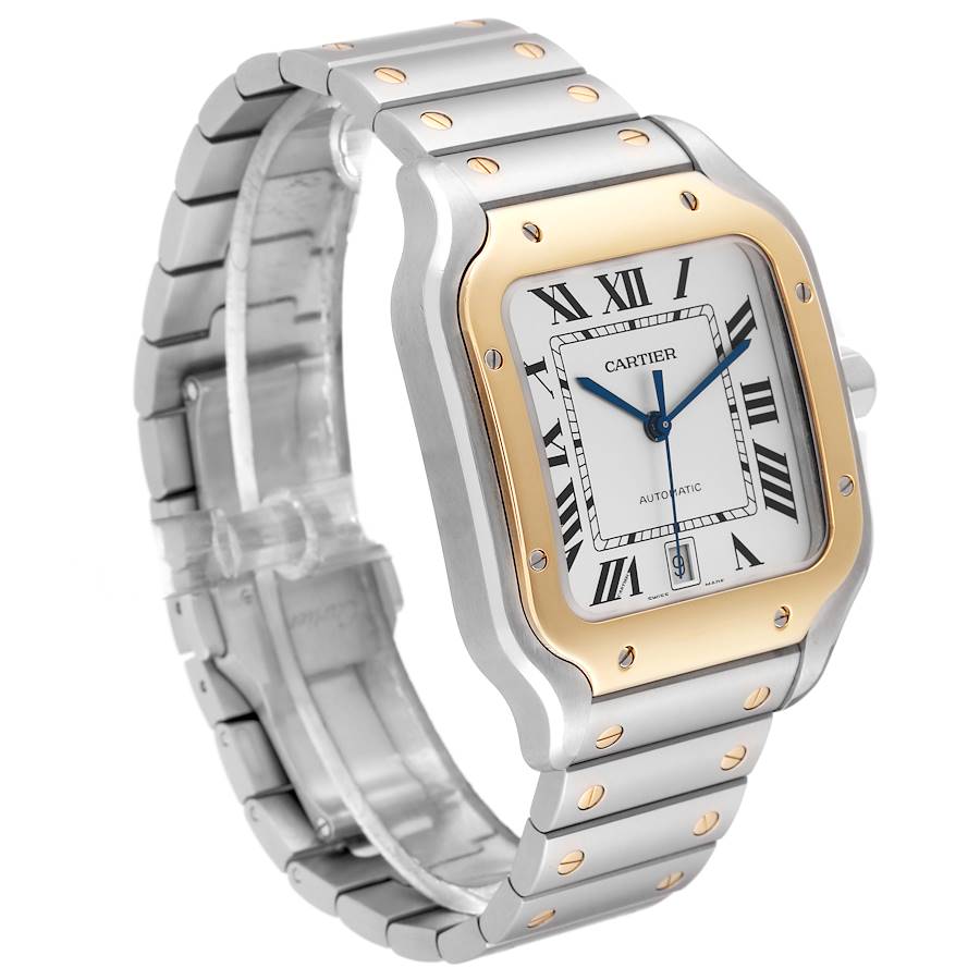 Cartier Santos Large Steel Yellow Gold Mens Watch W2SA0006 Box