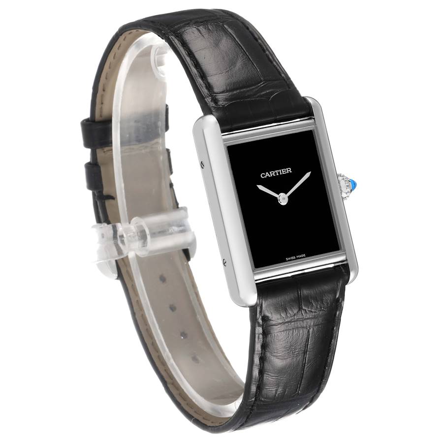 Cartier ブラックレザー 時計 Cartier Tank Must Watch Stainless Steel WSTA0072 | SwissWatchExpo