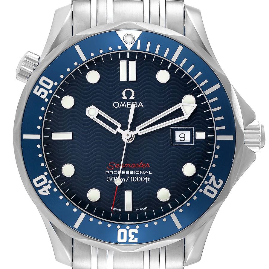 Omega Seamaster Bond 300M Blue Dial Steel Mens Watch 2221.80.00 Box Card SwissWatchExpo