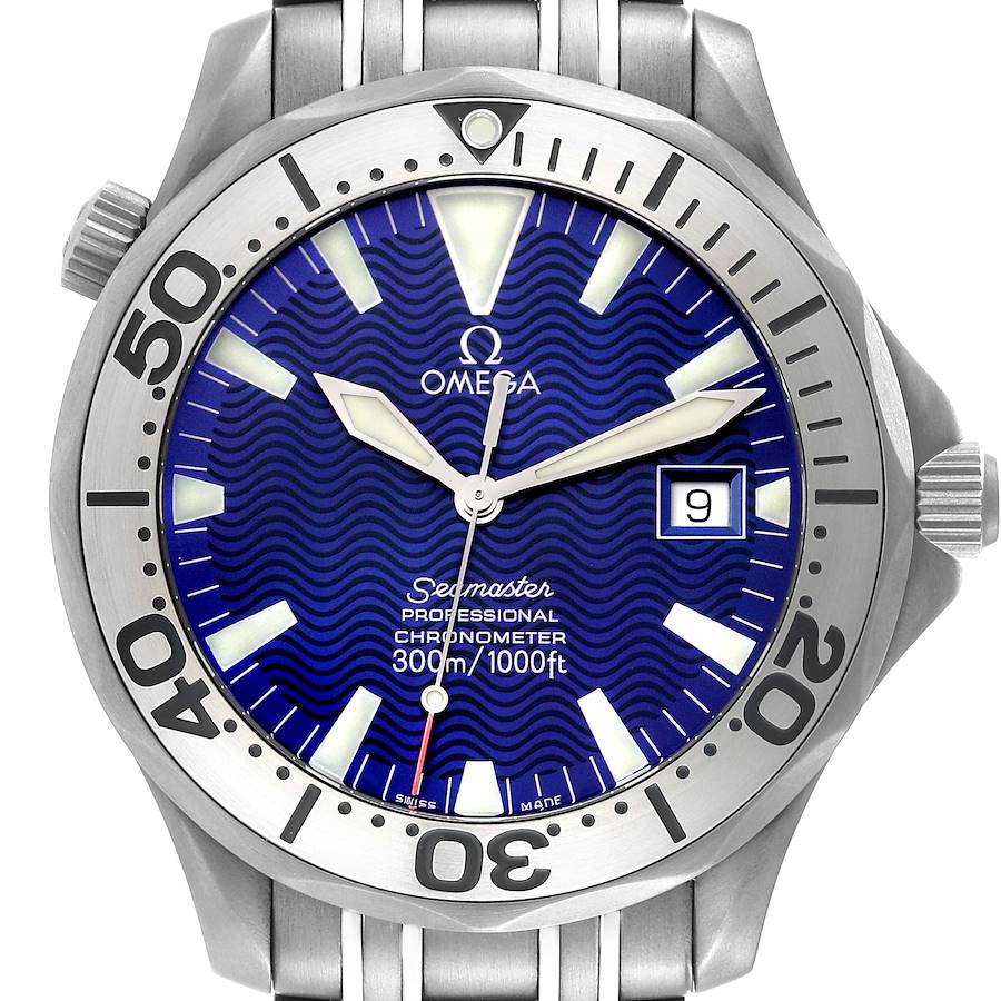 Omega Seamaster Titanium Blue Dial Mens Watch 2232.80.00 SwissWatchExpo