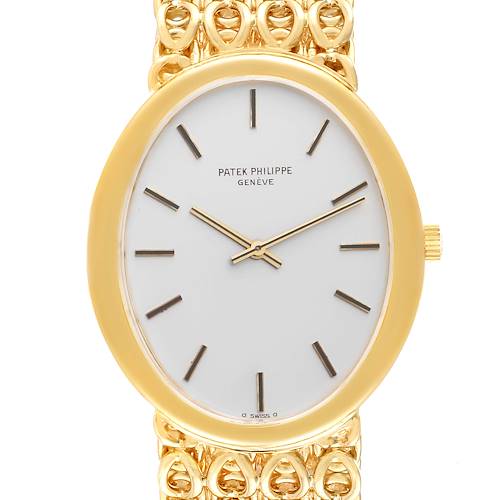 Photo of Patek Philippe Ellipse Yellow Gold Silver Dial Vintage Mens Watch 3598