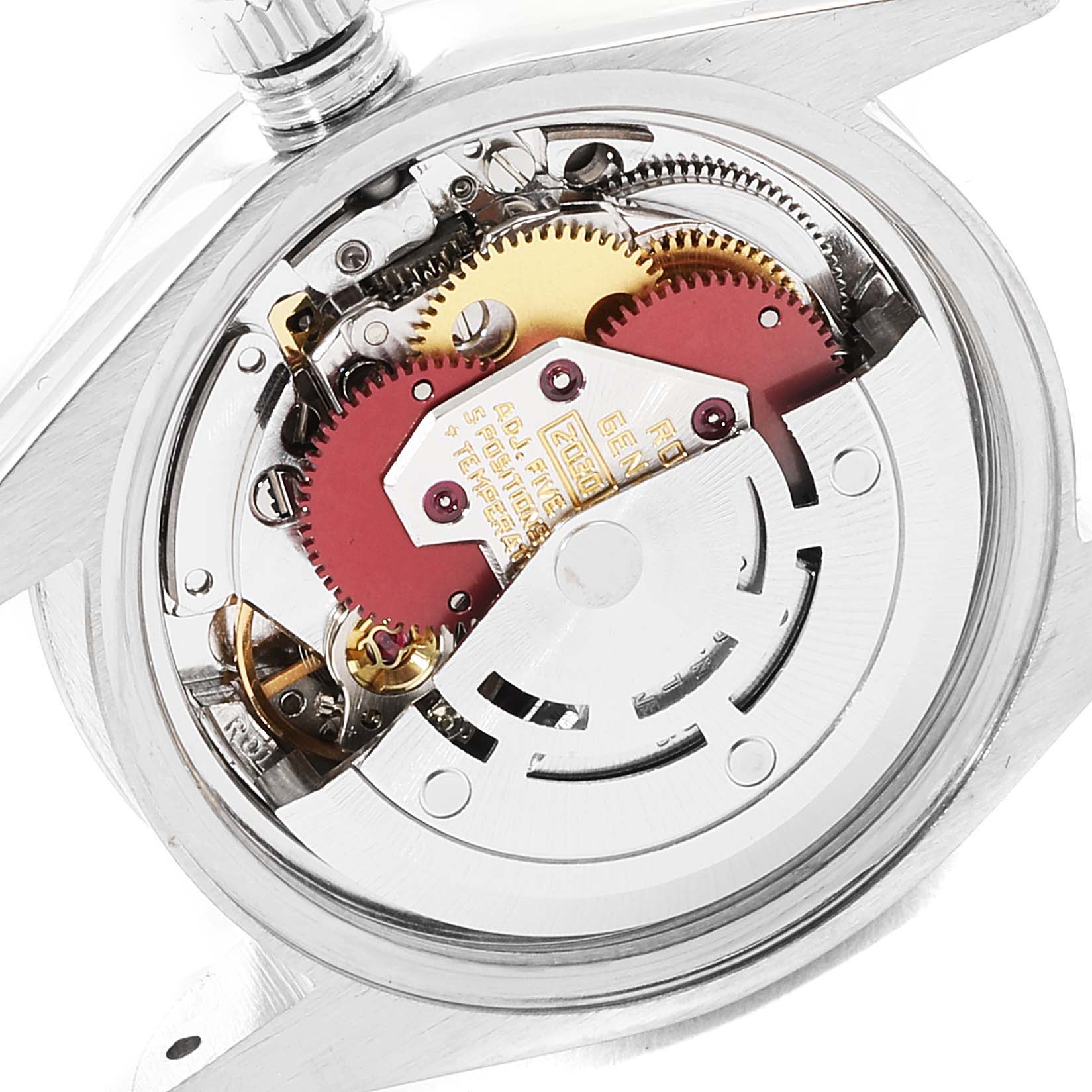 This image shows the internal mechanical movement of a Rolex Date 6919 Women
s Stainless Steel Silver Dial 6919 Women
s Stainless Steel Silver Dial model watch from a top-down angle.