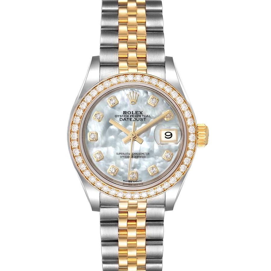 Rolex Datejust 28 Steel Rolesor Yellow Gold MOP Diamond Ladies Watch 279383 SwissWatchExpo