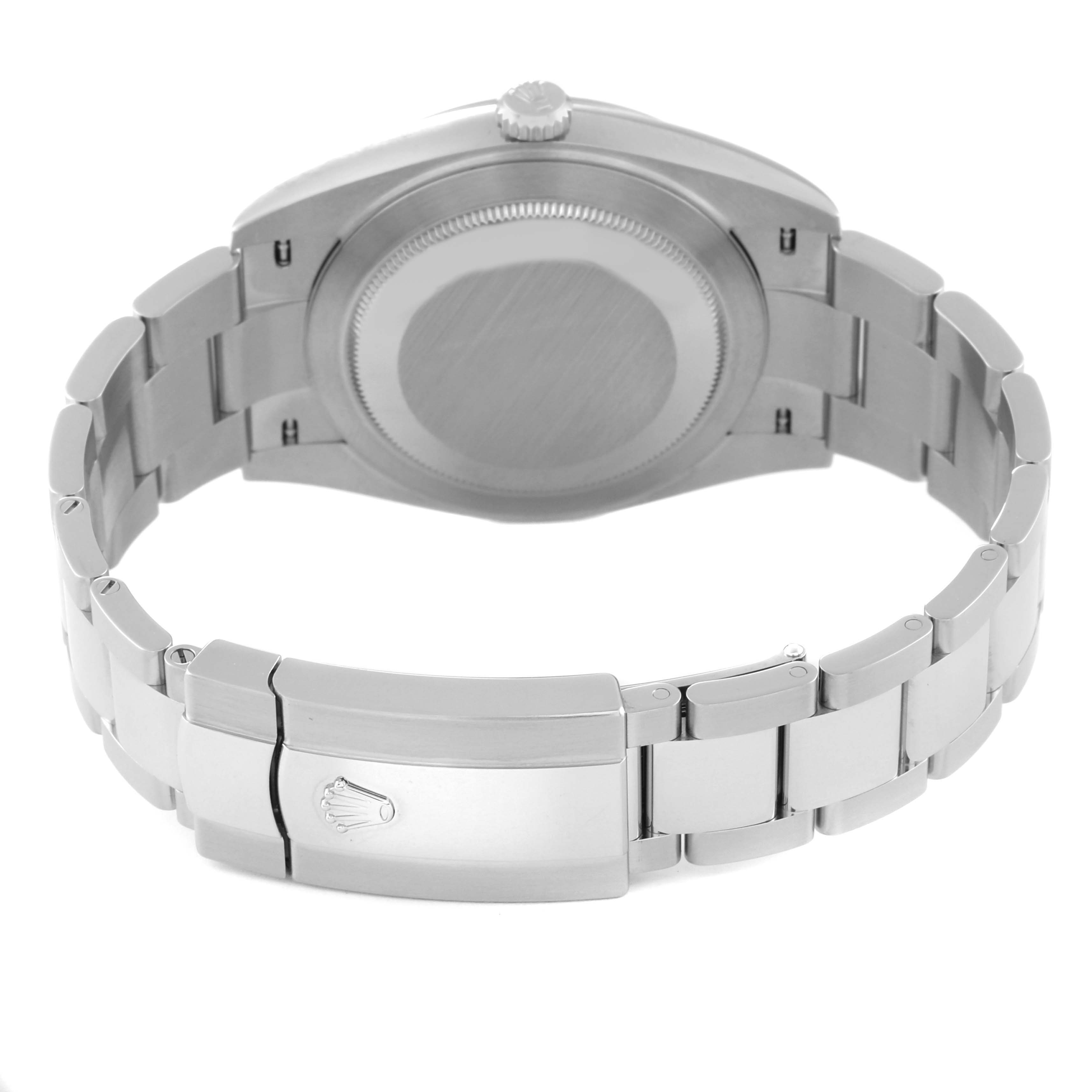 This image shows the back view and bracelet clasp of a Rolex Datejust 41 126300 Men
s Stainless Steel Grey Dial 126300 Men
s Stainless Steel Grey Dial watch.