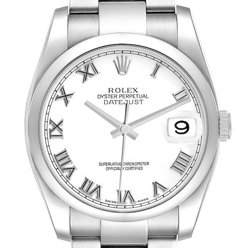 Photo of Rolex Datejust Steel White Roman Dial Mens Watch 116200