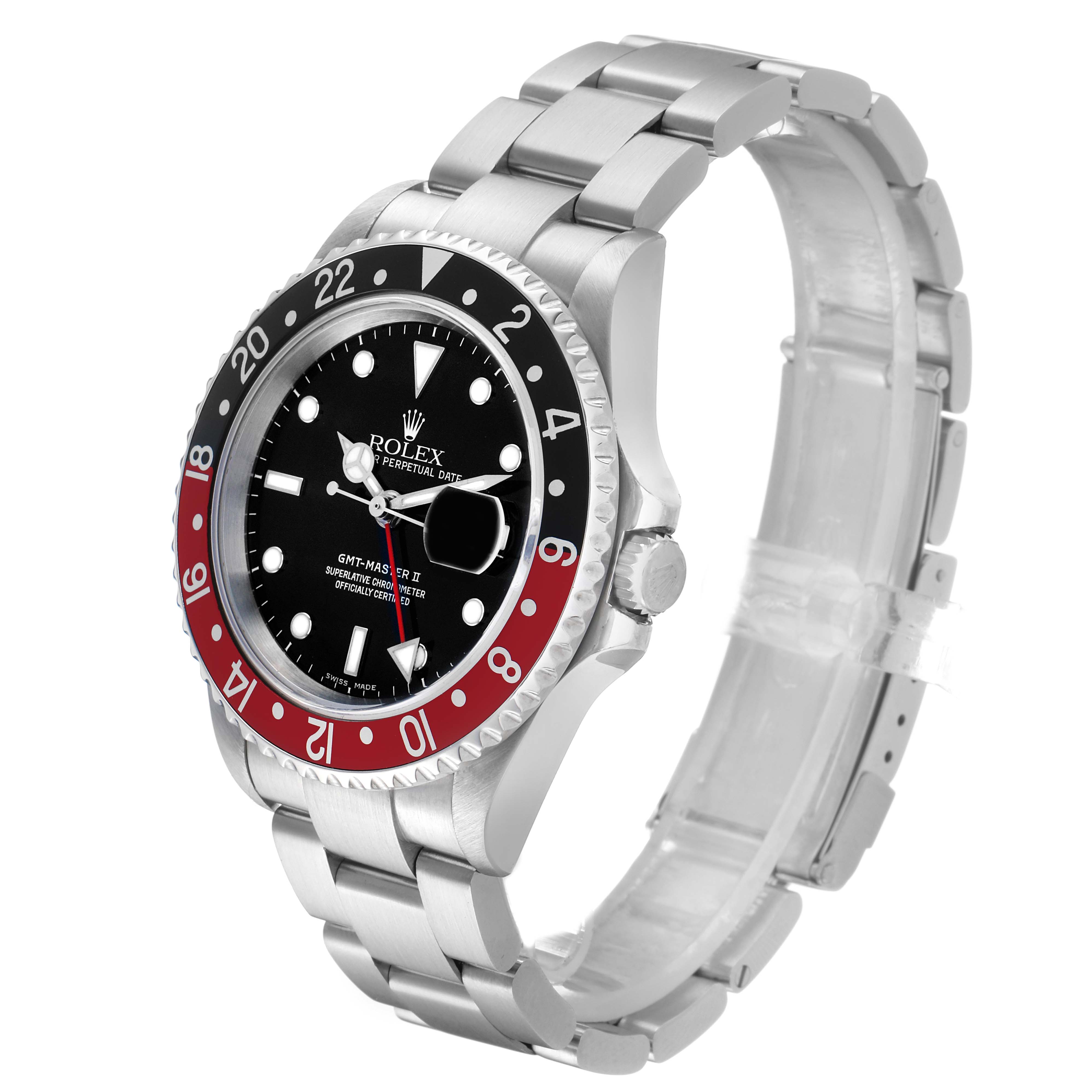 The Rolex GMT-Master 16710 Men's Stainless Steel Black Dial watch is shown at a slight angle, highlighting the bezel, dial, and bracelet.