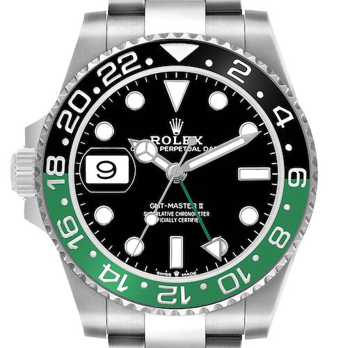 Photo of Rolex GMT Master II Steel Sprite Green Black Bezel Mens Watch 126720