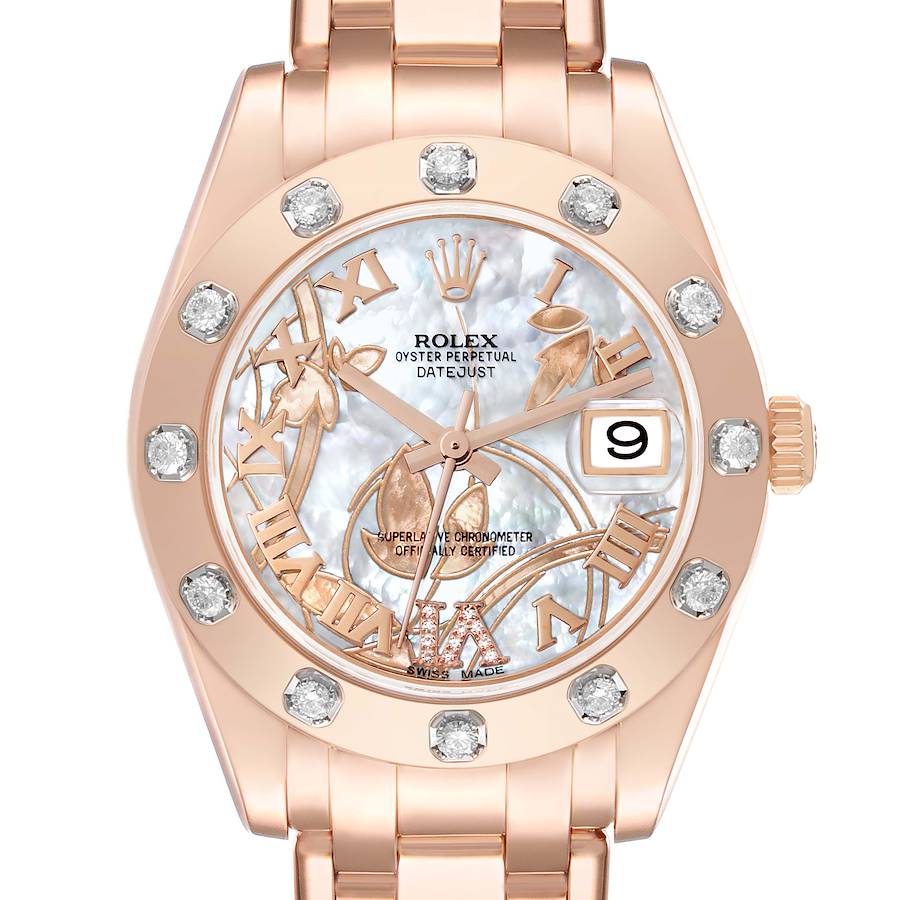 Rolex Pearlmaster Goldust Dream Mother of Pearl Dial Rose Gold Diamond Ladies Watch 81315 SwissWatchExpo