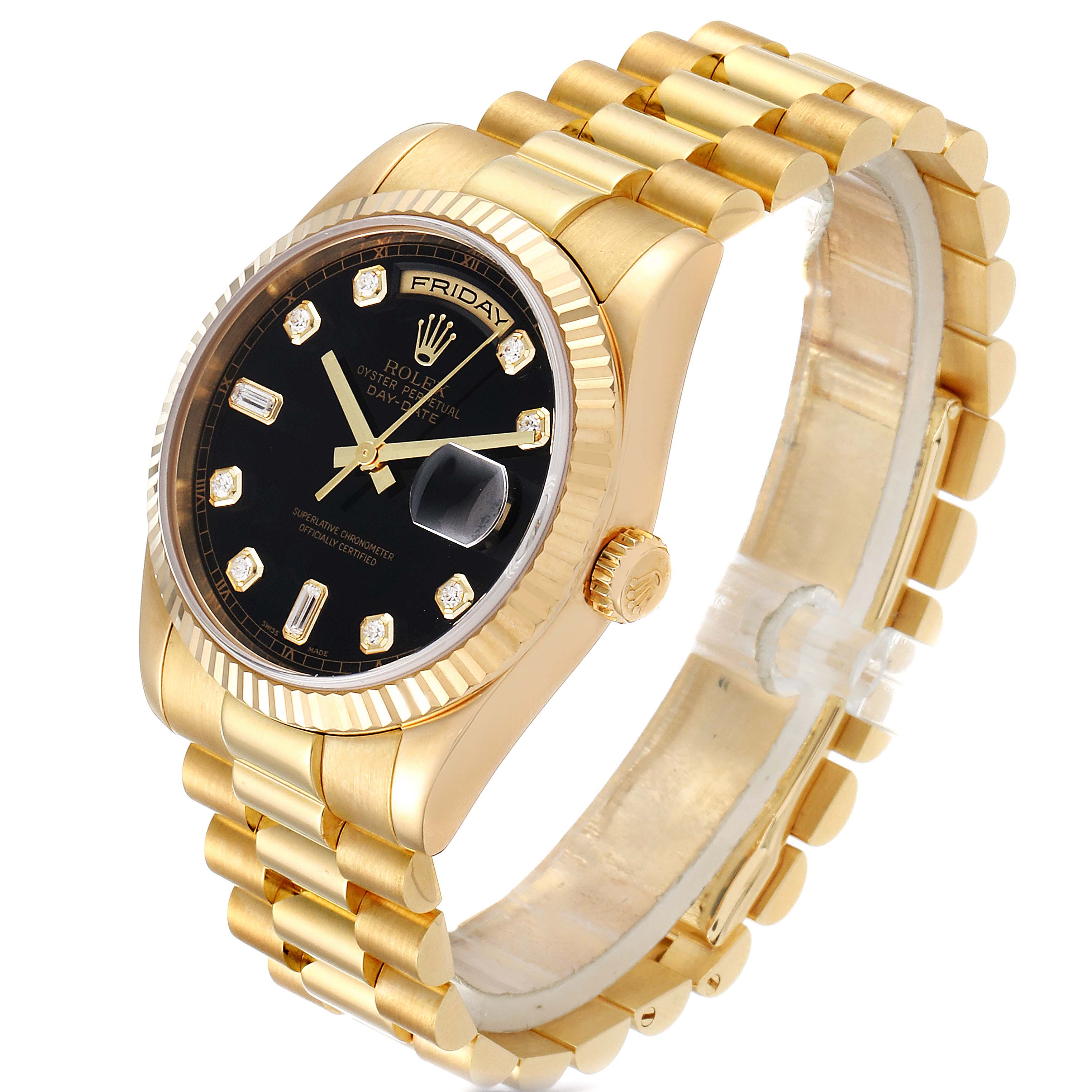 Rolex President Day Date Yellow Gold Diamond Mens Watch 118238 Box ...