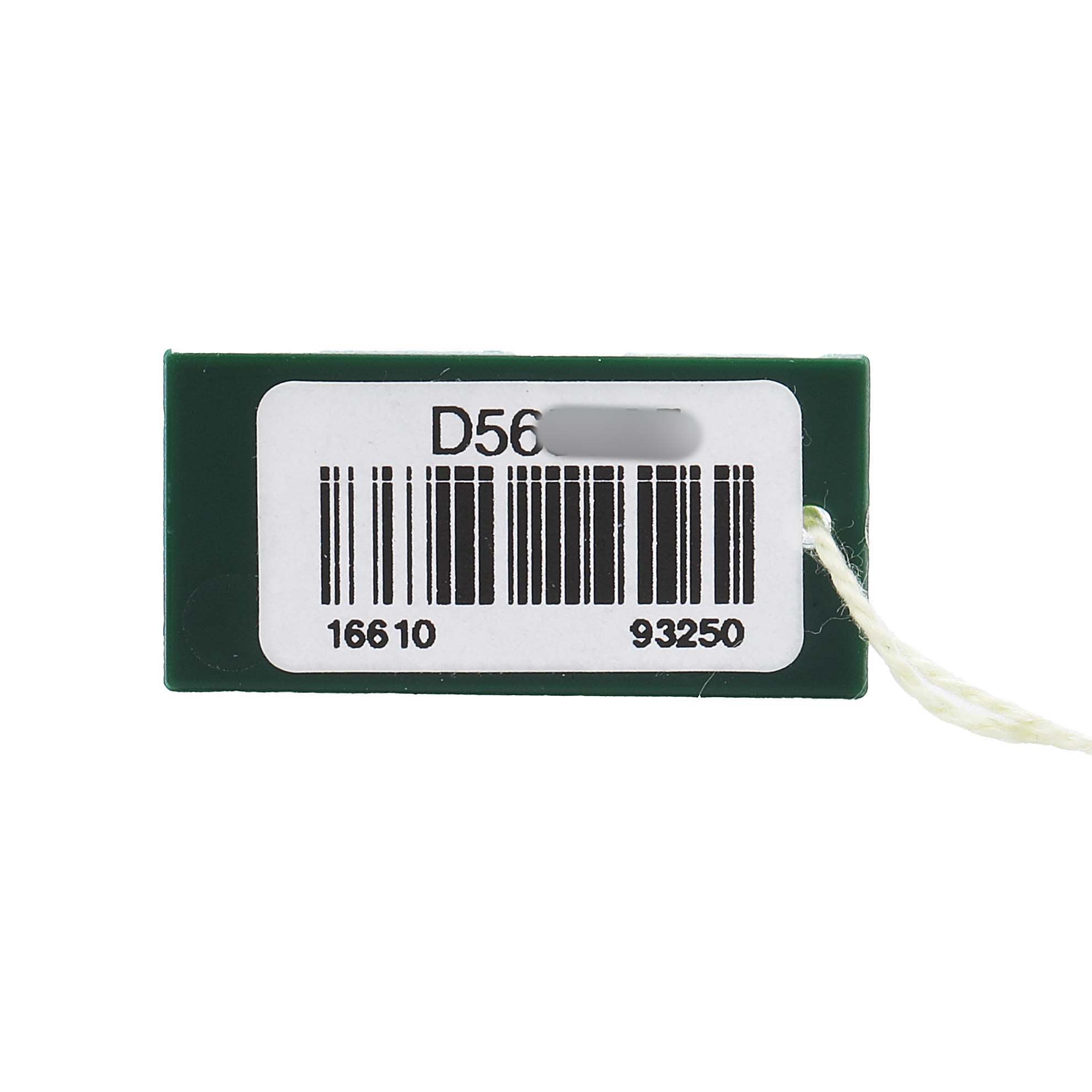 This image shows a view of a green tag with a barcode and numbers, associated with the Rolex Submariner 16610 Men's Stainless Steel Black Dial model.