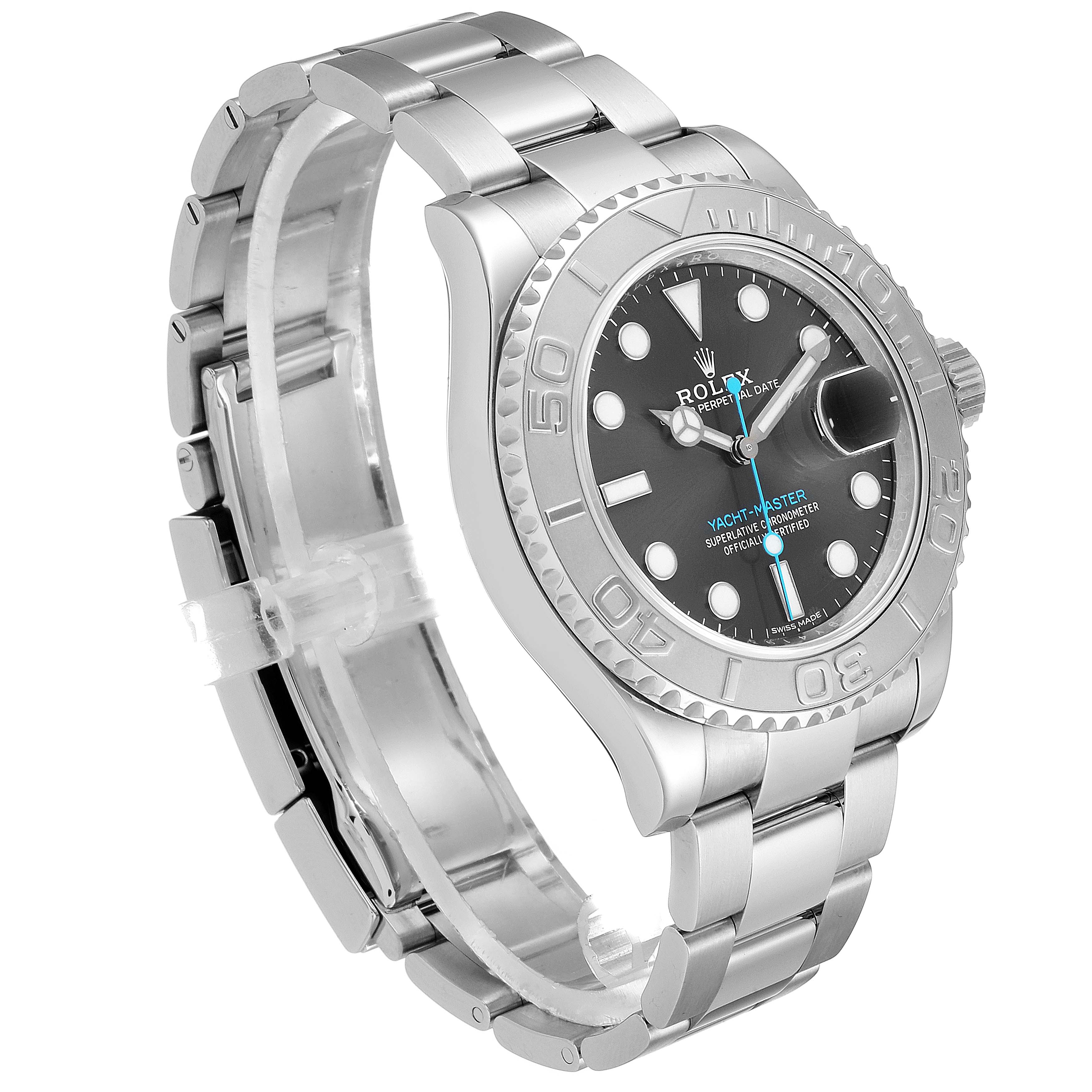 Rolex Yachtmaster Rhodium Dial Steel Platinum Mens Watch 116622 Box ...