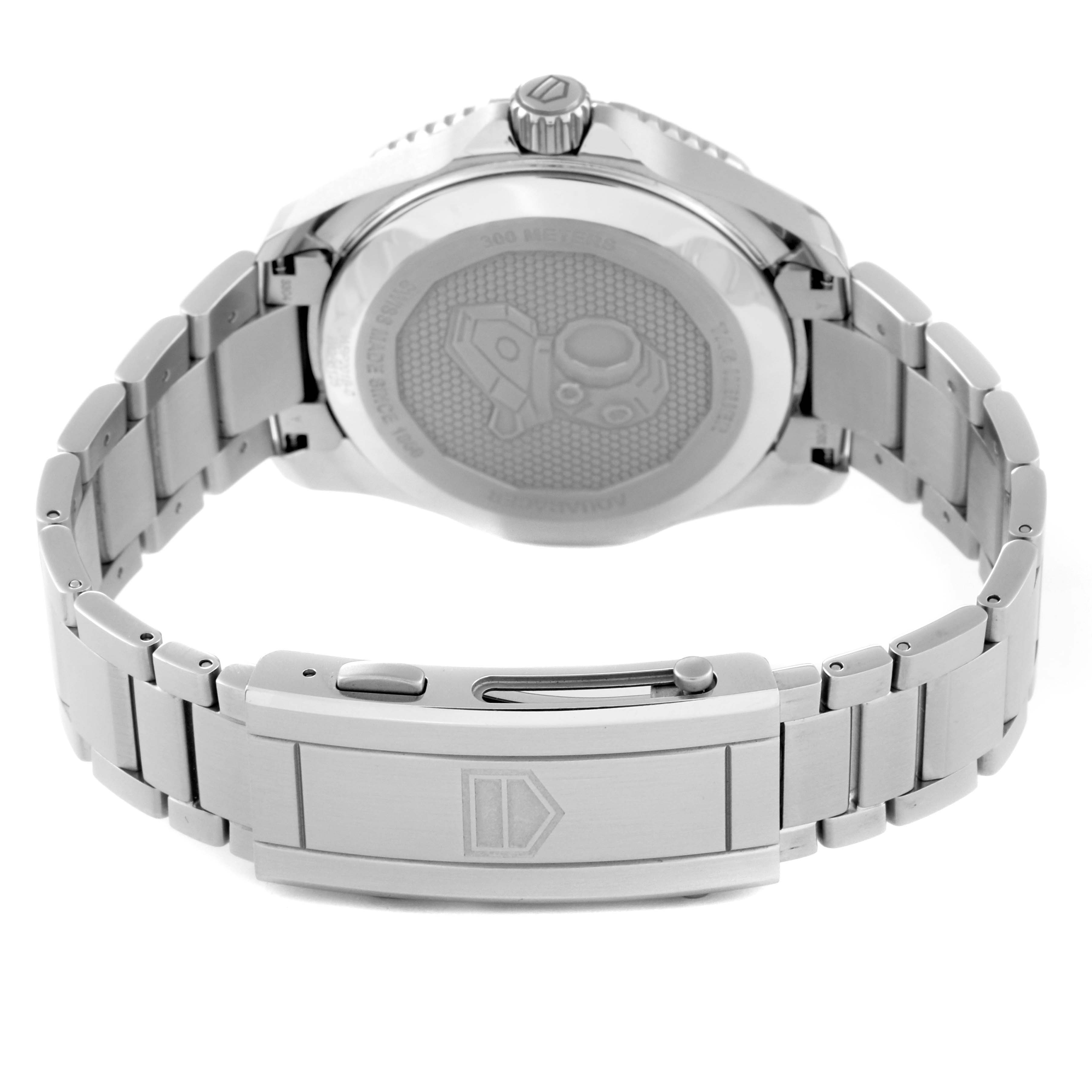 The image shows the back of the Tag Heuer Aquaracer WBP201B.BA0632 Men's Stainless Steel Blue Dial WBP201B.BA0632 Men's Stainless Steel Blue Dial watch, including the bracelet and clasp.