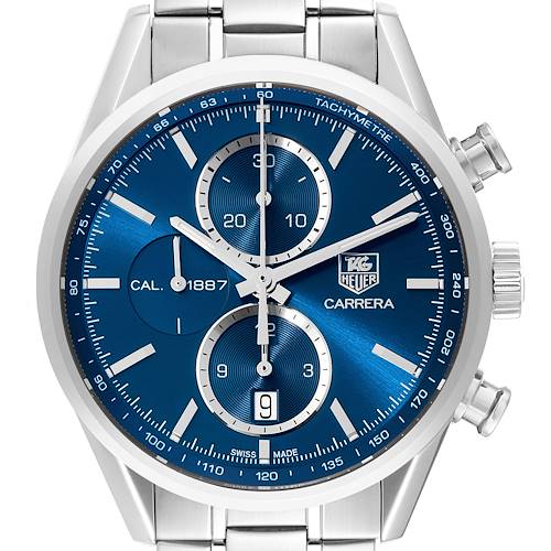 Photo of Tag Heuer Carrera 1887 Chronograph Blue Dial Steel Mens Watch CAR2115
