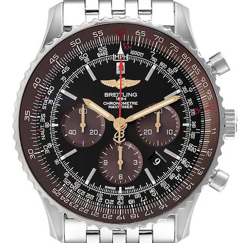 Photo of Breitling Navitimer 01 Black Brown Dial Limited Edition Mens Watch AB0127 Box Card