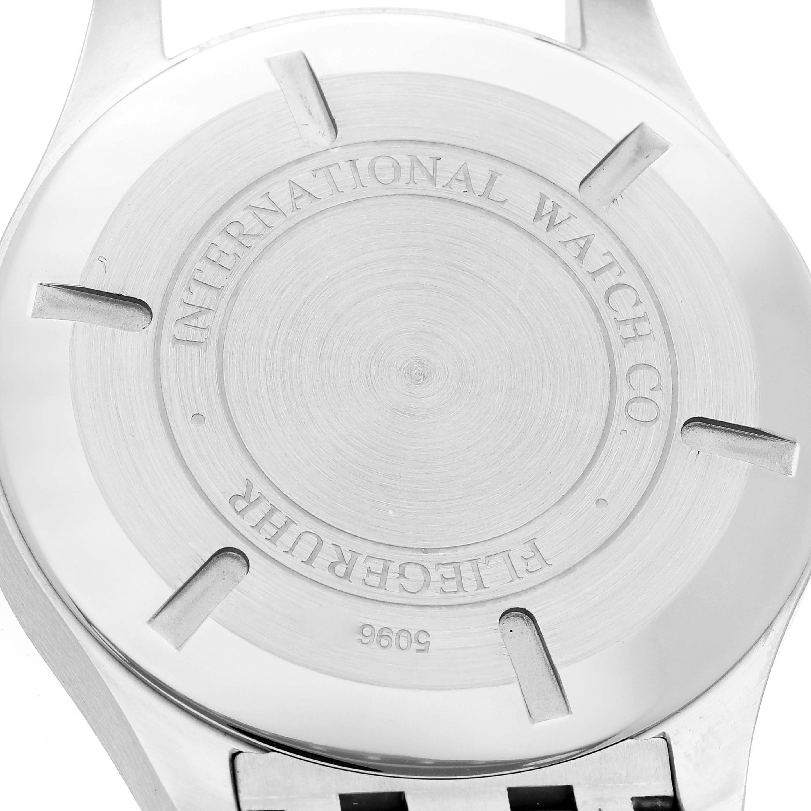 The image shows the back case of an IWC Pilot IW326504 Men's Stainless Steel Black Dial IW326504 Men's Stainless Steel Black Dial watch.