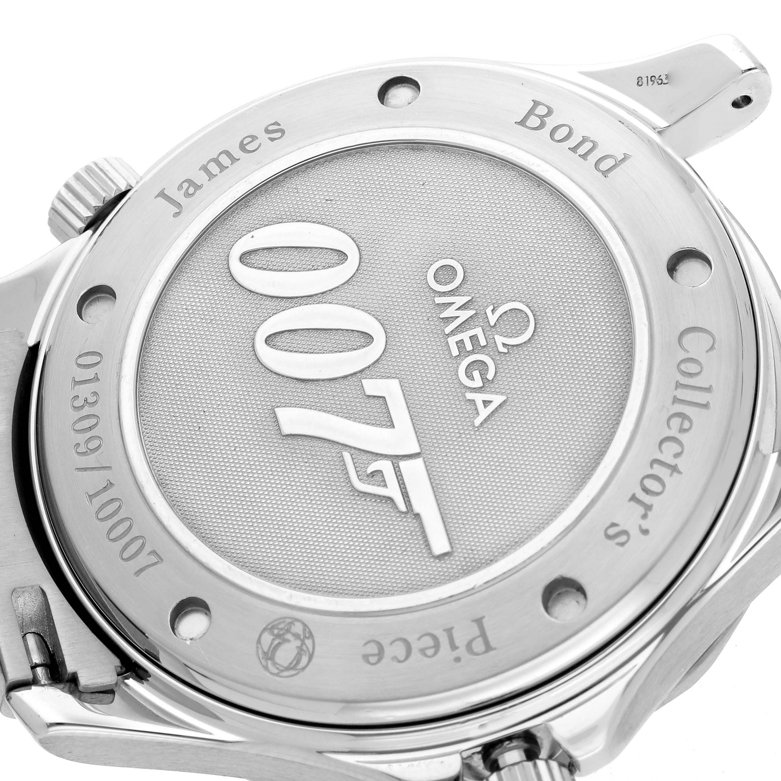 The image shows the case back of the Omega Seamaster 212.30.41.20.01.001 Men's Stainless Steel Black Dial 212.30.41.20.01.001 Men's Stainless Steel Black Dial watch, featuring "007" and special engravings.