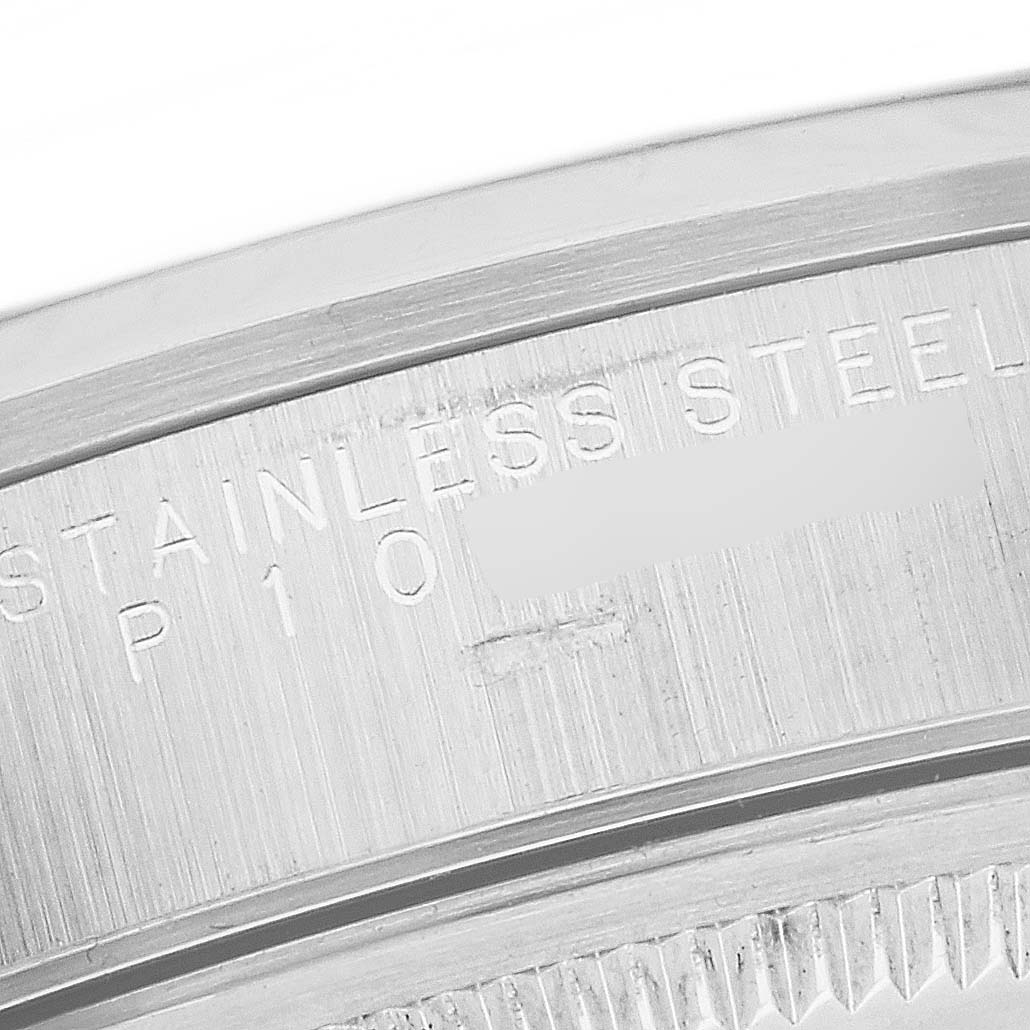 The image shows a close-up of the stainless steel bezel on the Rolex Air-King 14000 Men's Stainless Steel Black Dial 14000 Men's Stainless Steel Black Dial watch, highlighting the engraved text.